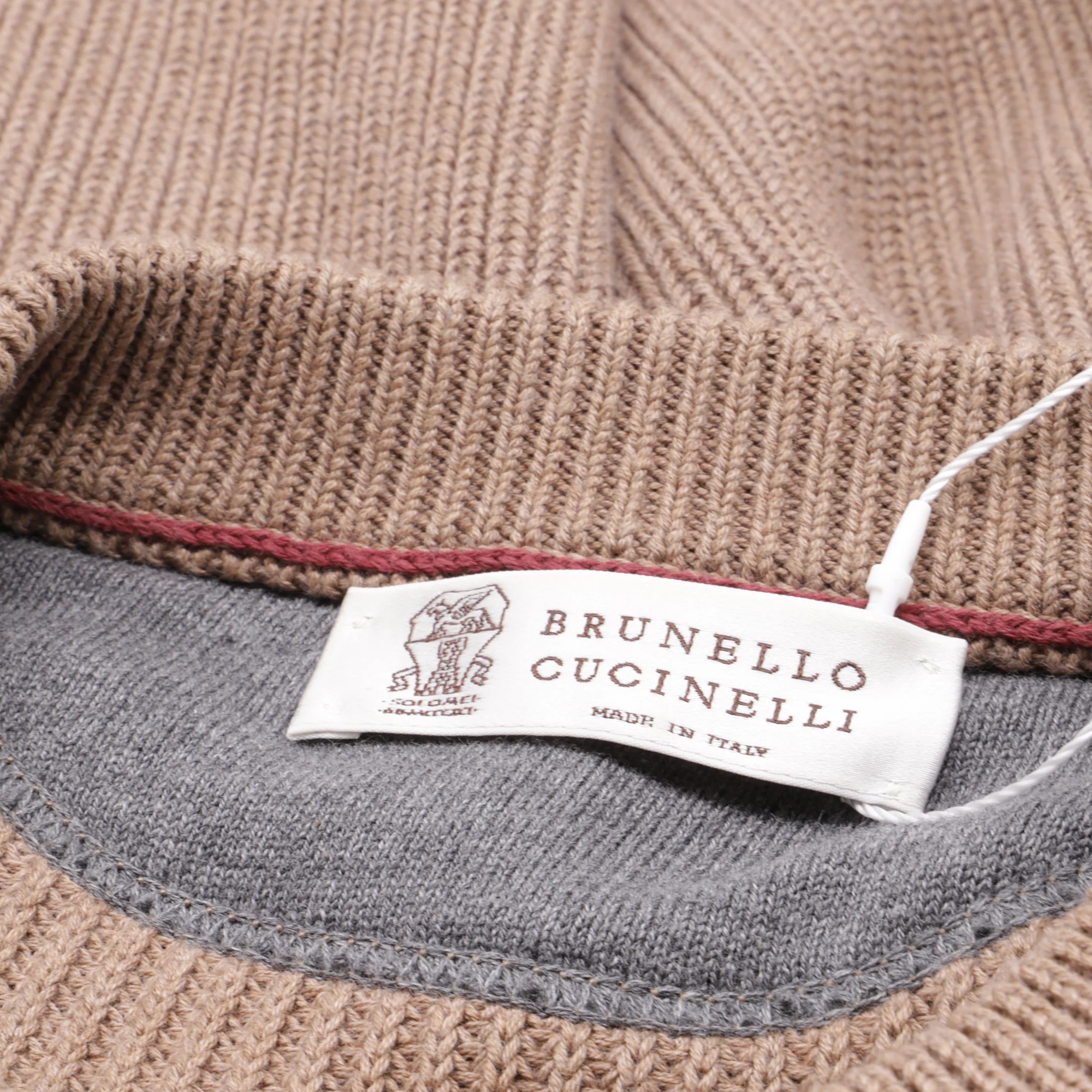 Men's Brunello Cucinelli Knitted Crewneck Sweater in Brown Cotton - Image 5