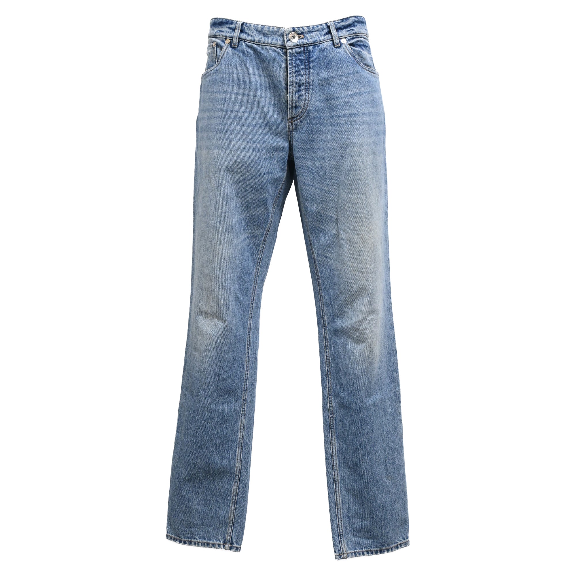 Men's Brunello Cucinelli Slim-Fit Denim Jeans in Light Blue Cotton
