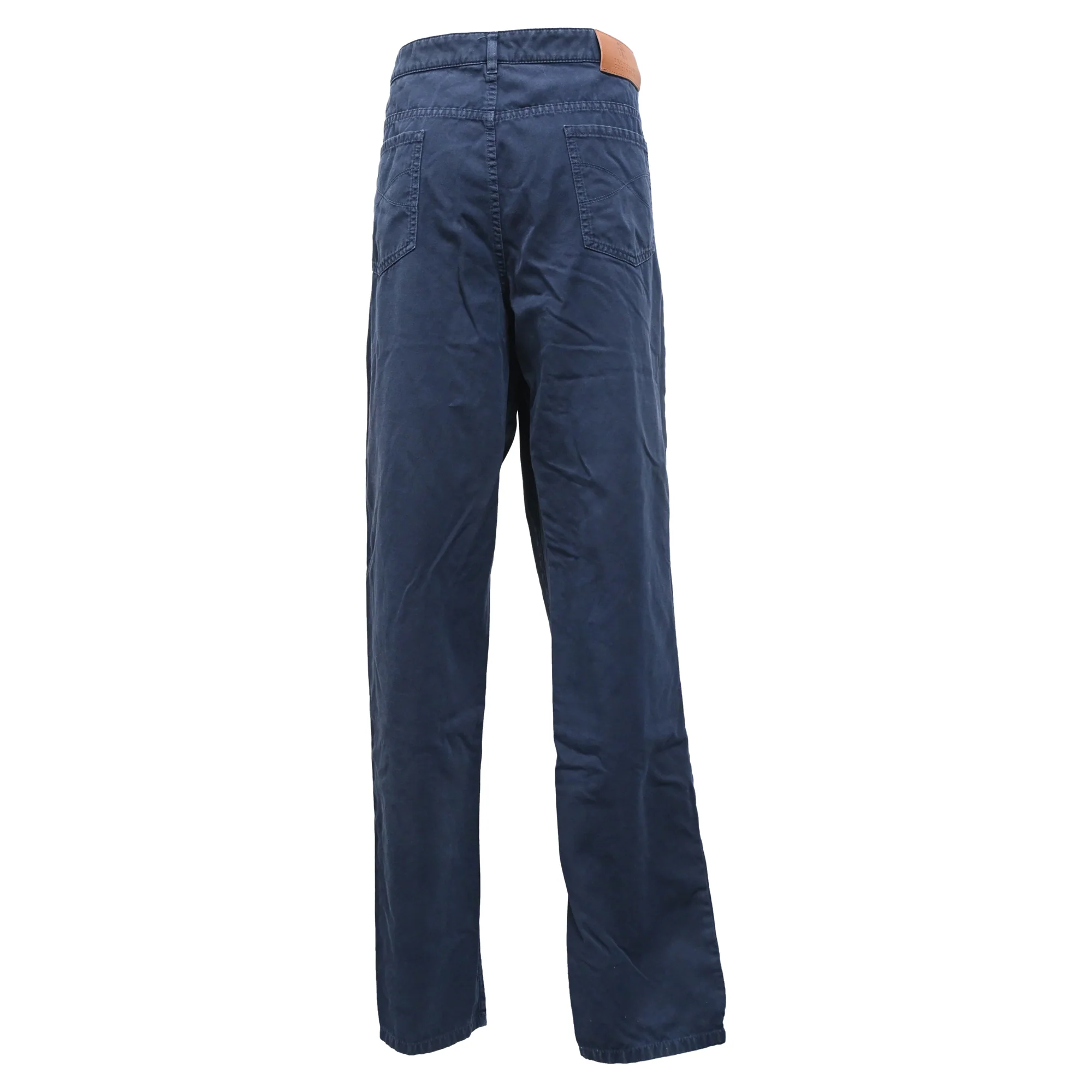 Men's Brunello Cucinelli Straight-Leg Trousers in Navy Blue Cotton - Image 3