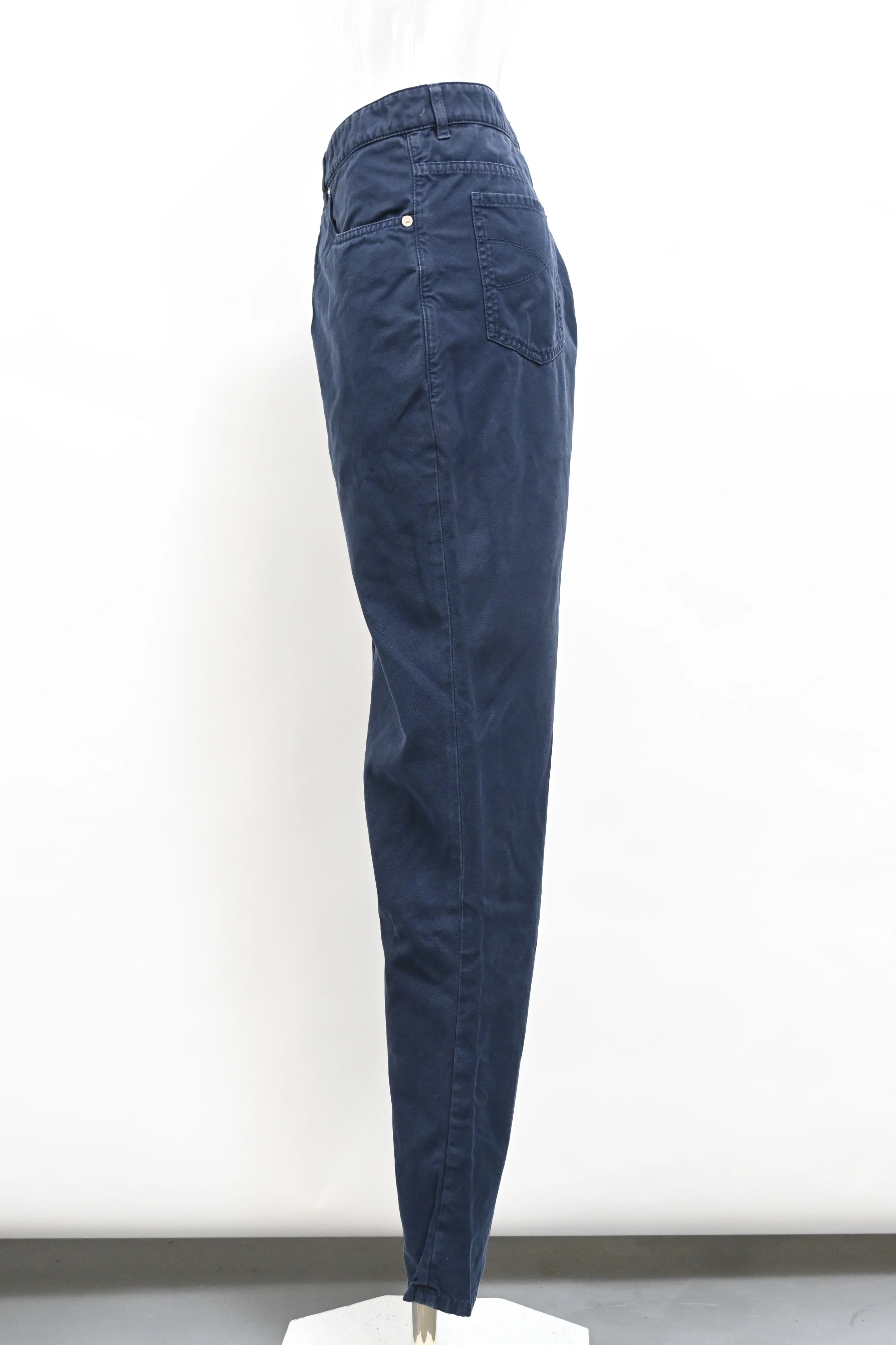 Men's Brunello Cucinelli Straight-Leg Trousers in Navy Blue Cotton - Image 6