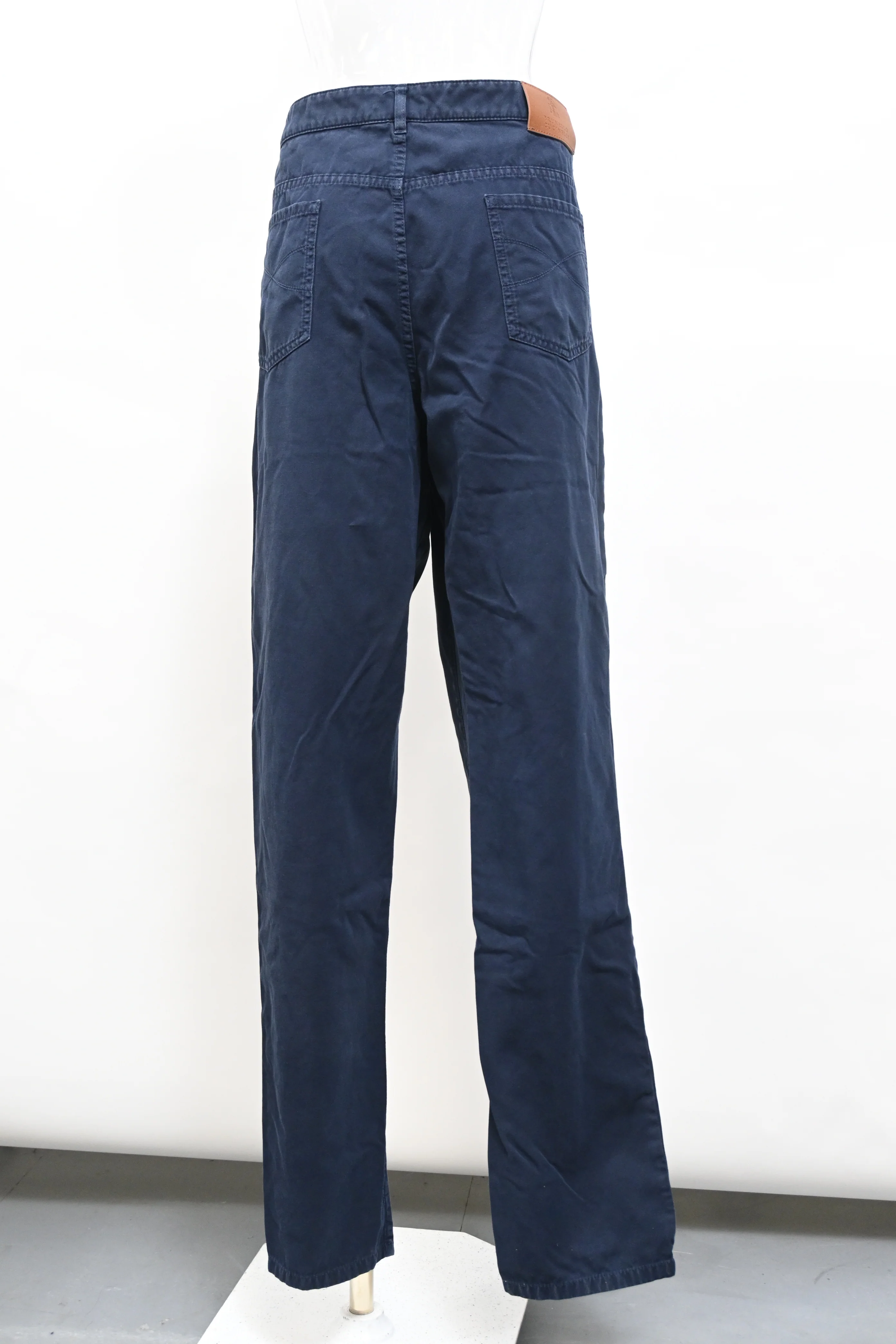 Men's Brunello Cucinelli Straight-Leg Trousers in Navy Blue Cotton - Image 7