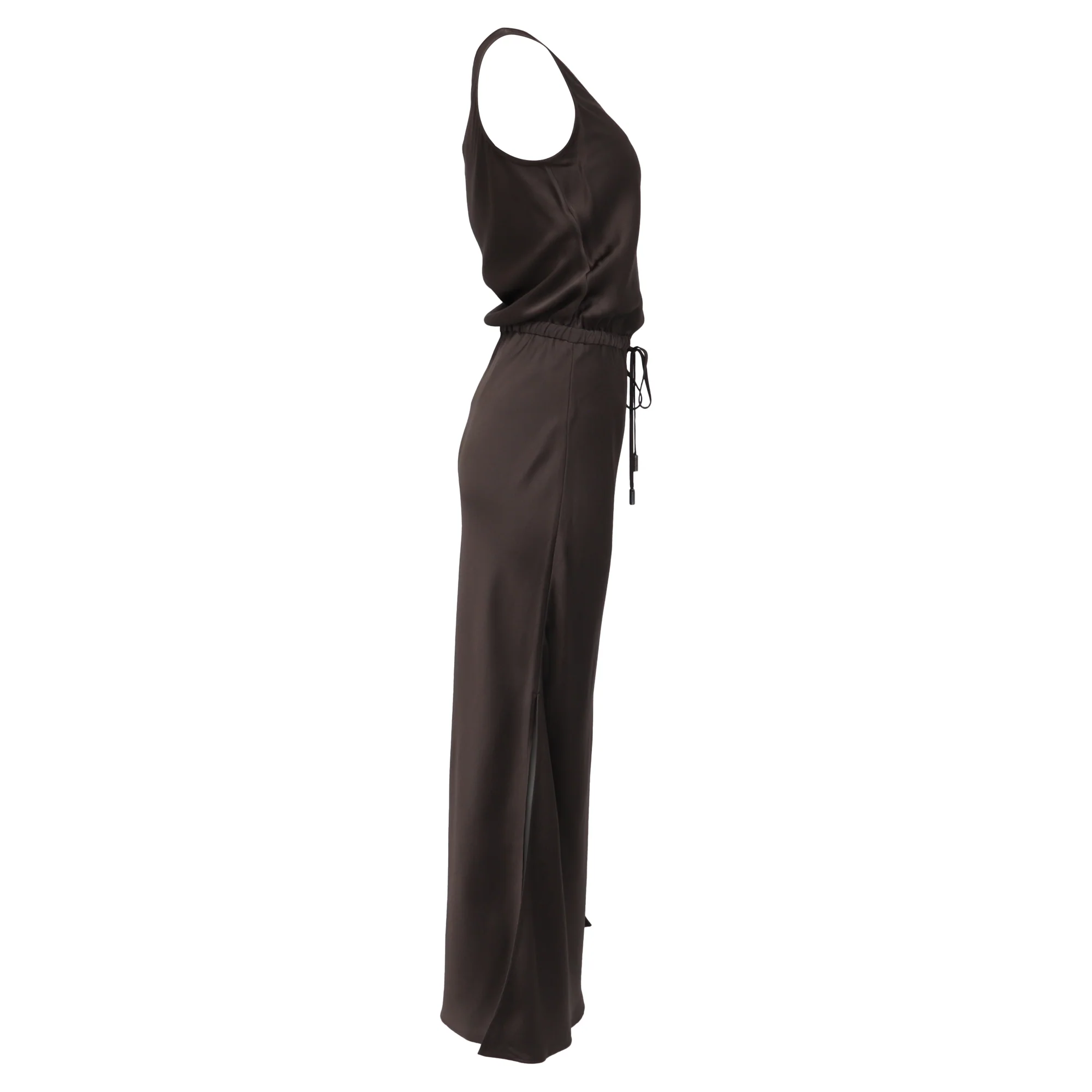 Women's Brunello Cucinelli Satin Maxi Dress in Brown Acetate - Image 3