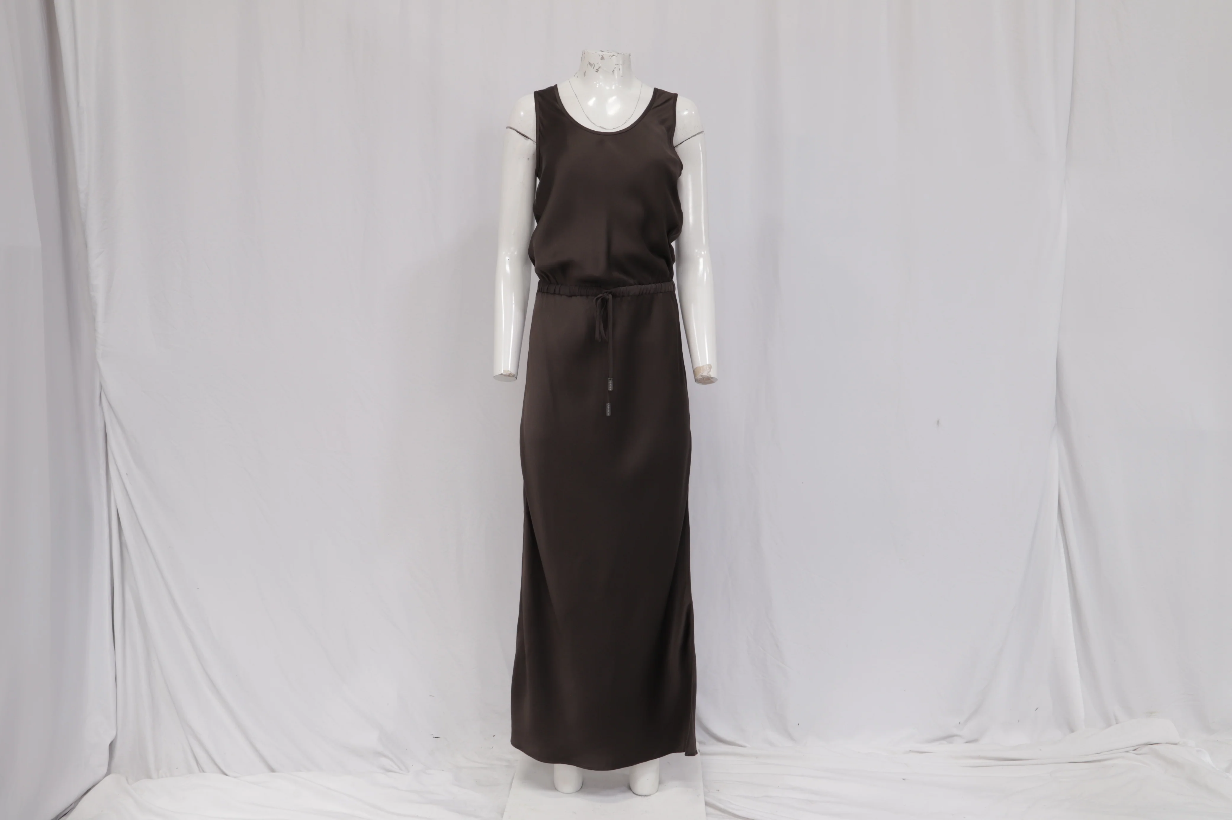 Women's Brunello Cucinelli Satin Maxi Dress in Brown Acetate - Image 7