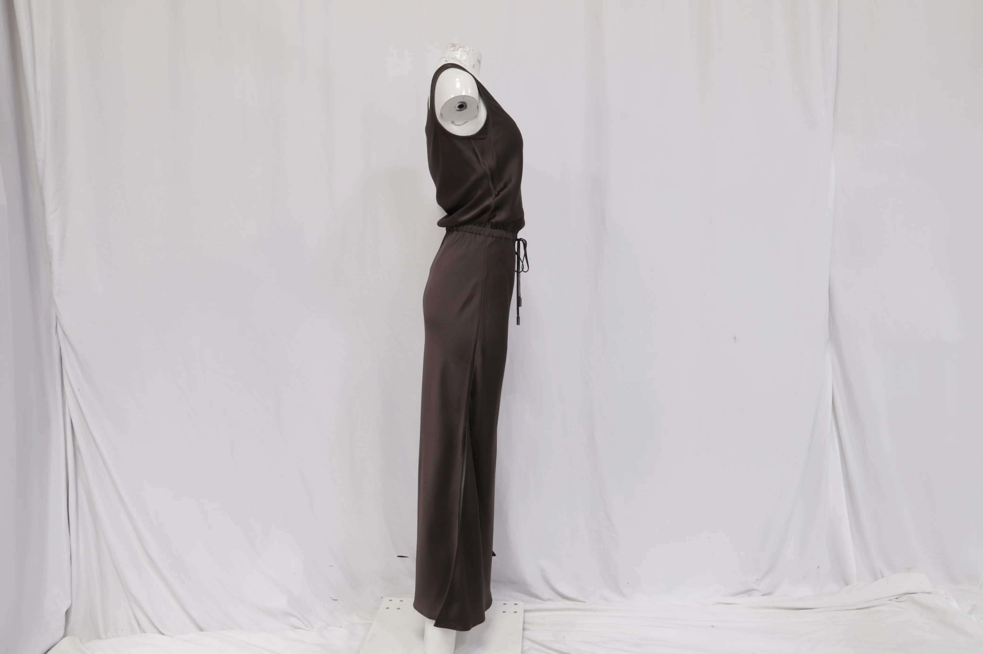Women's Brunello Cucinelli Satin Maxi Dress in Brown Acetate - Image 9