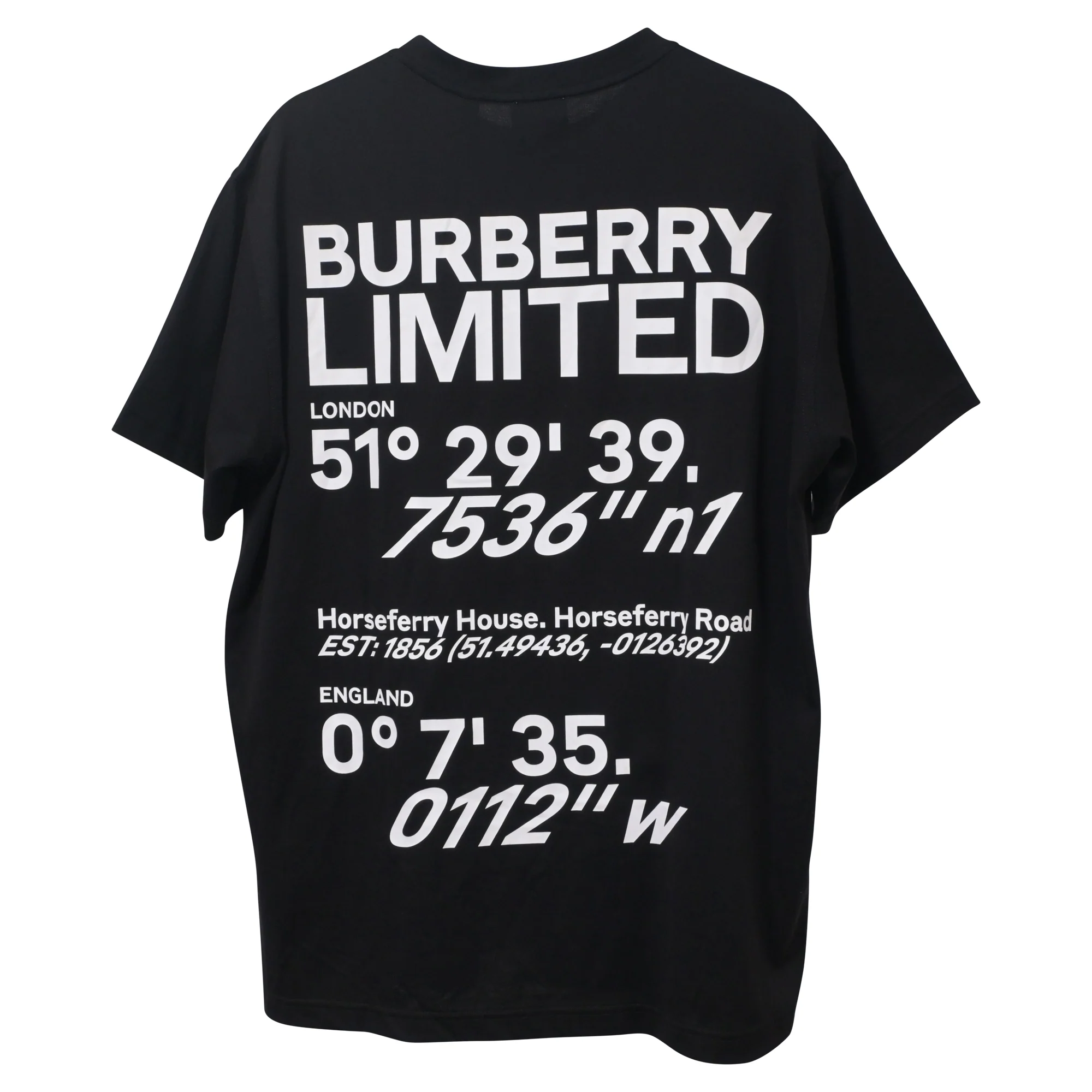 Men's Burberry Address-Print T-Shirt in Black Cotton - Image 2