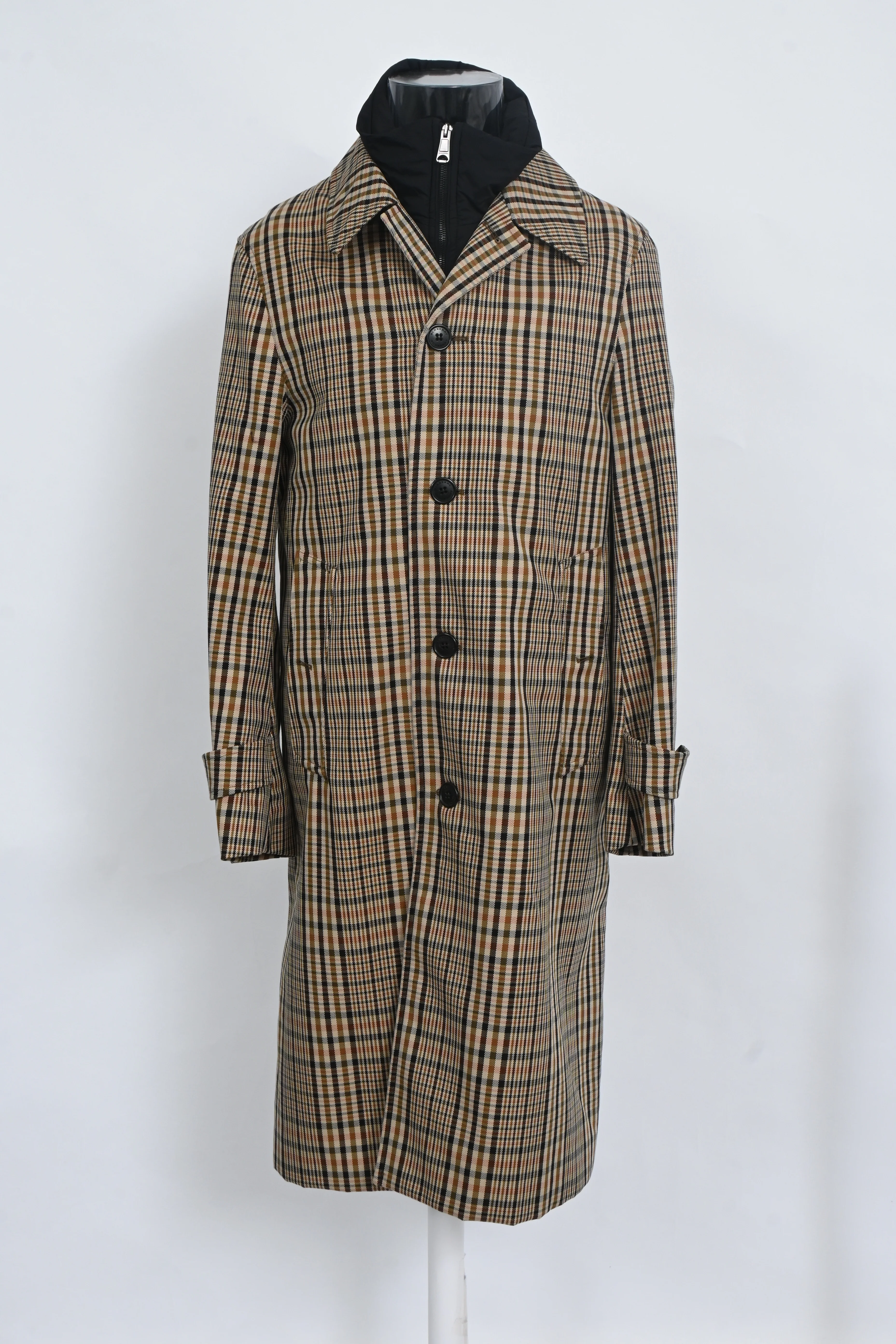 Men's Burberry Plaid Lenthorne Car Trench Coat in Brown Cotton - Image 6