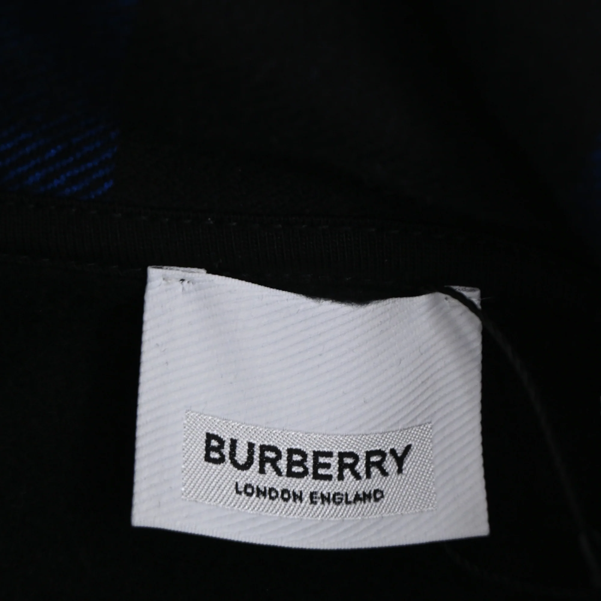 Men's Burberry Samuel Checked Hood Logo-Patch Hoodie in Black Cotton - Image 4