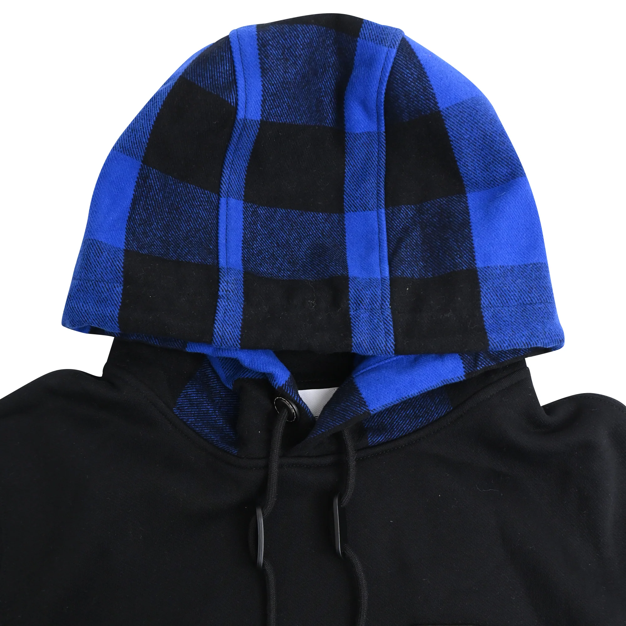 Men's Burberry Samuel Checked Hood Logo-Patch Hoodie in Black Cotton - Image 5