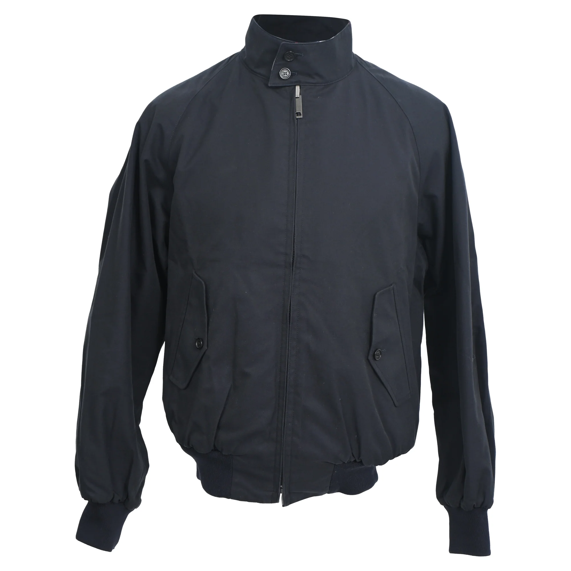 Men's Burberry Zip-Up Bomber Jacket in Black Cotton