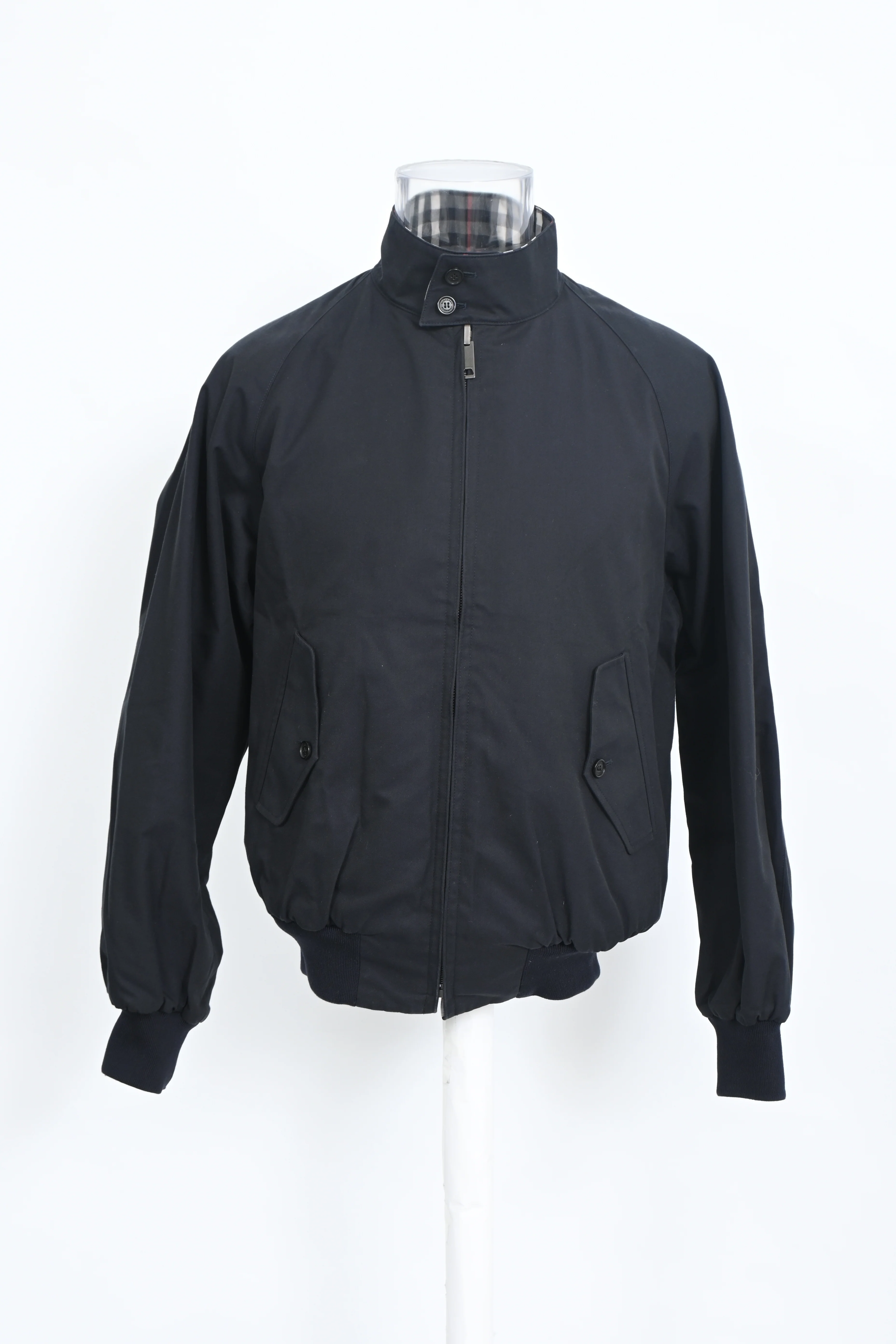 Men's Burberry Zip-Up Bomber Jacket in Black Cotton - Image 6