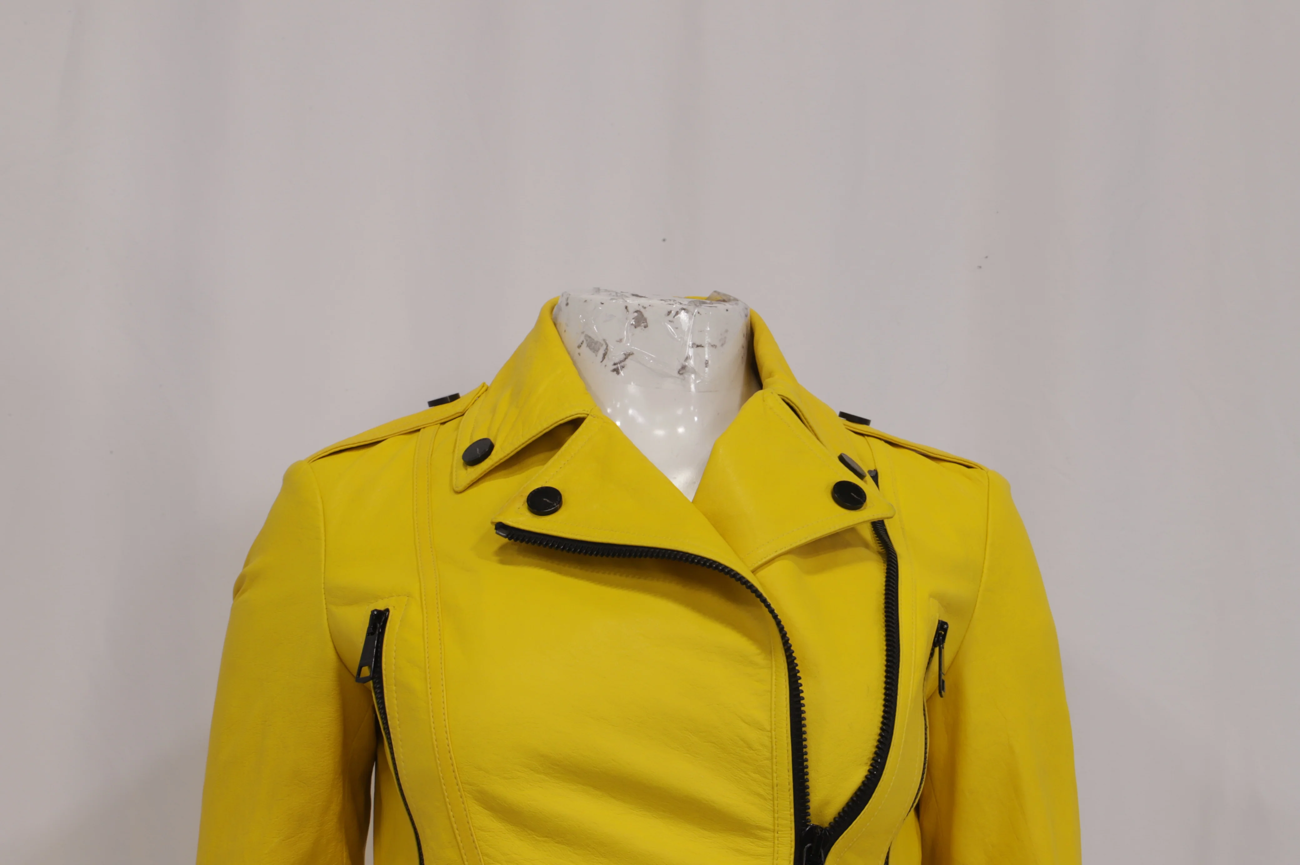 Women's Burberry London Cropped Biker Jacket in Yellow Leather - Image 9