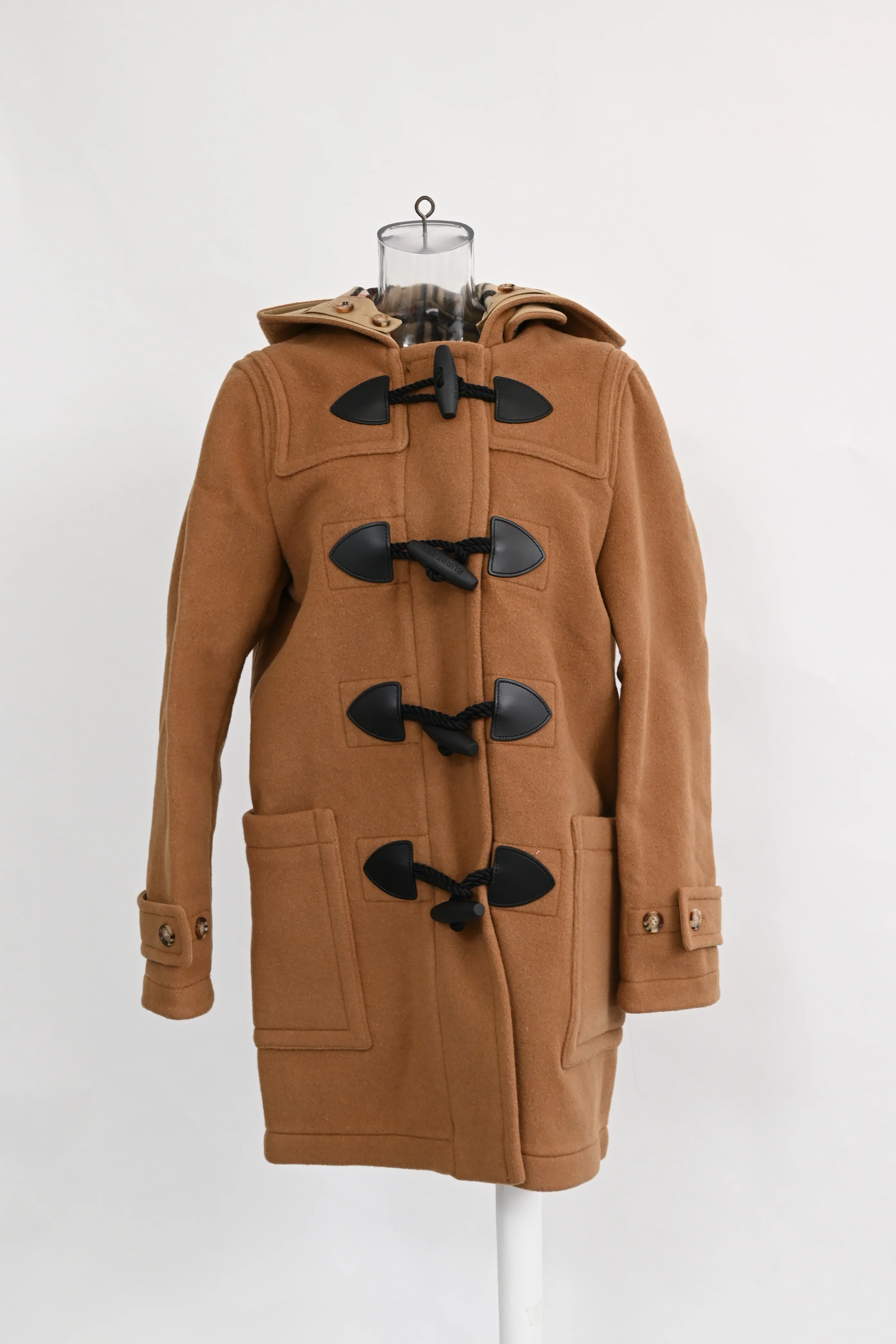 Women's Burberry Mersey Duffle Coat in Brown Wool - Image 6