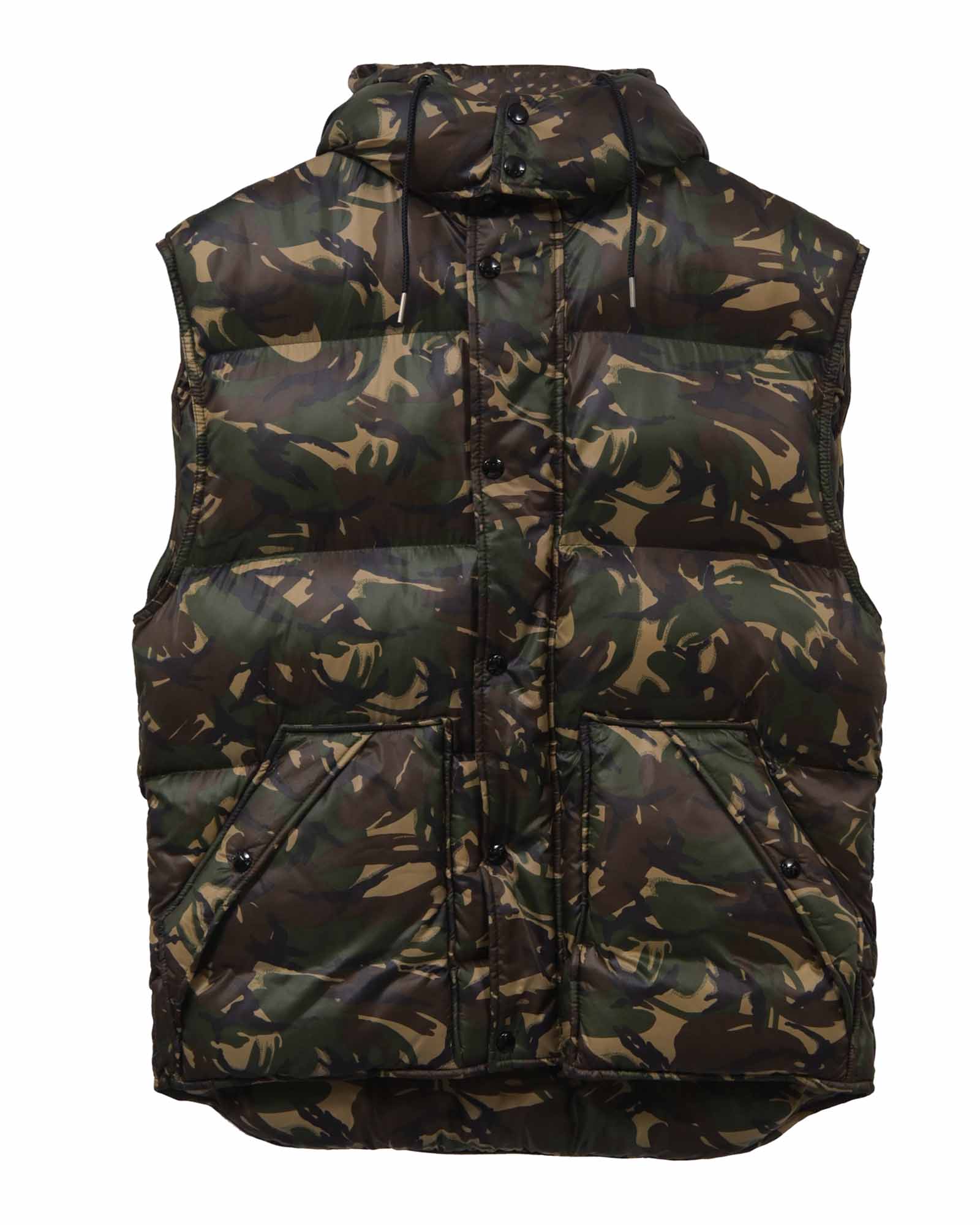 Men's Celine Camouflage Quilted Vest in Green Nylon