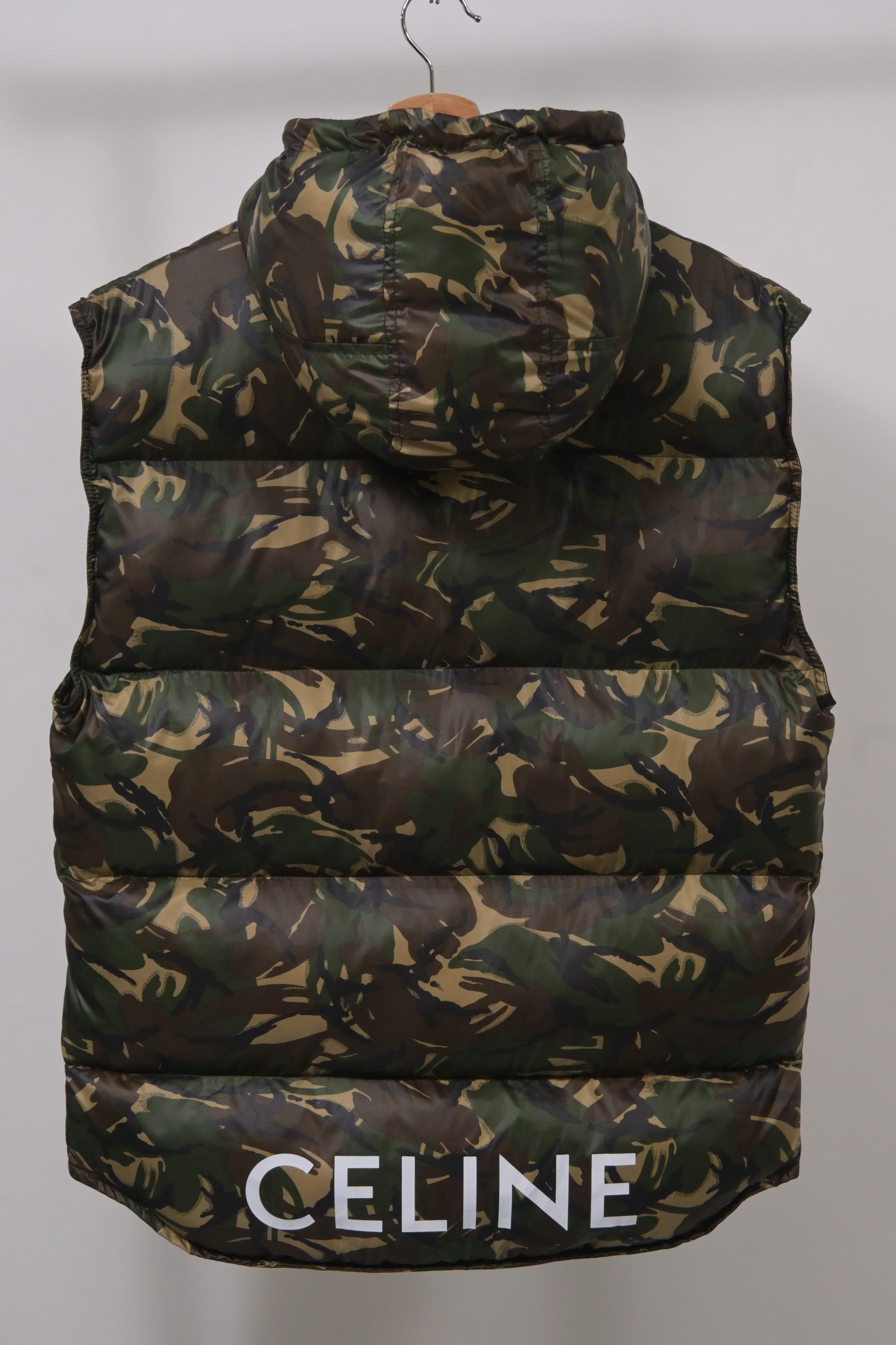 Men's Celine Camouflage Quilted Vest in Green Nylon - Image 6