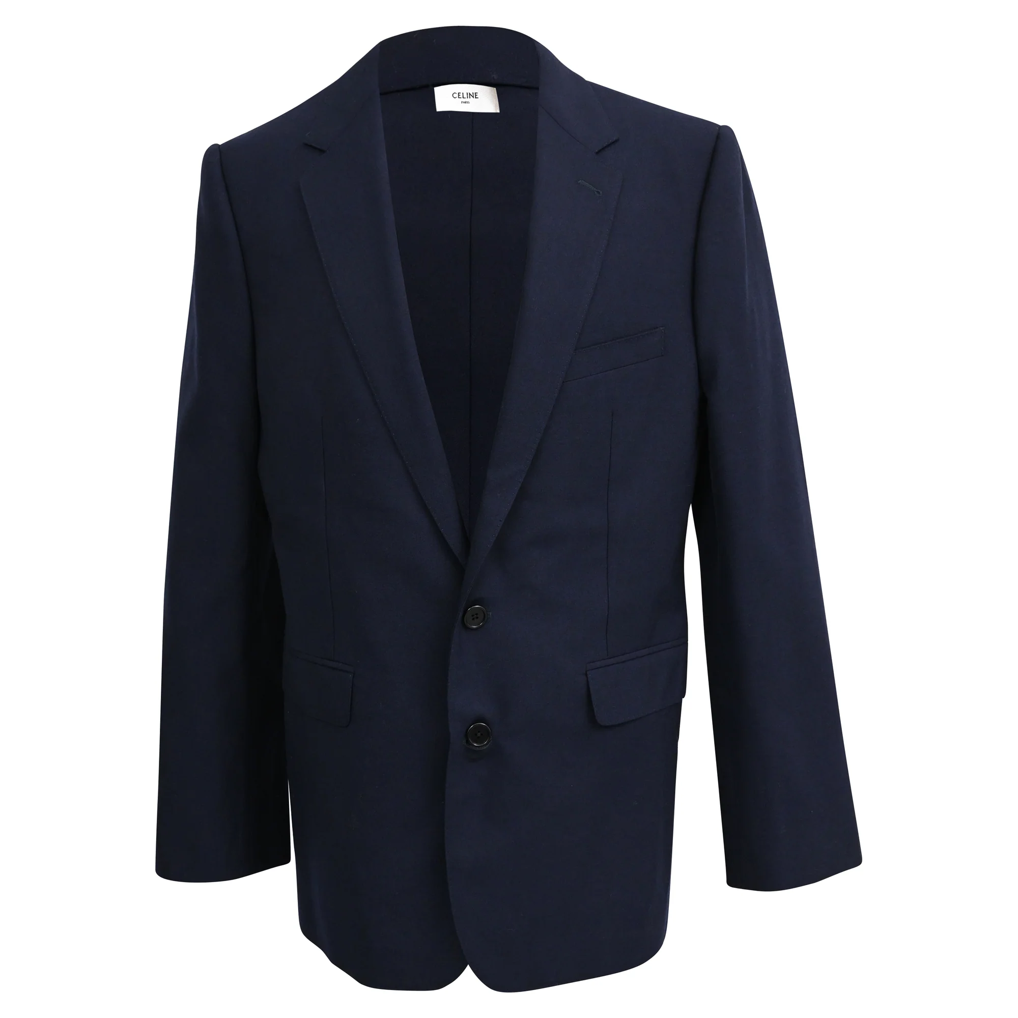 Men's Celine Single-Breasted Blazer in Navy Blue Wool