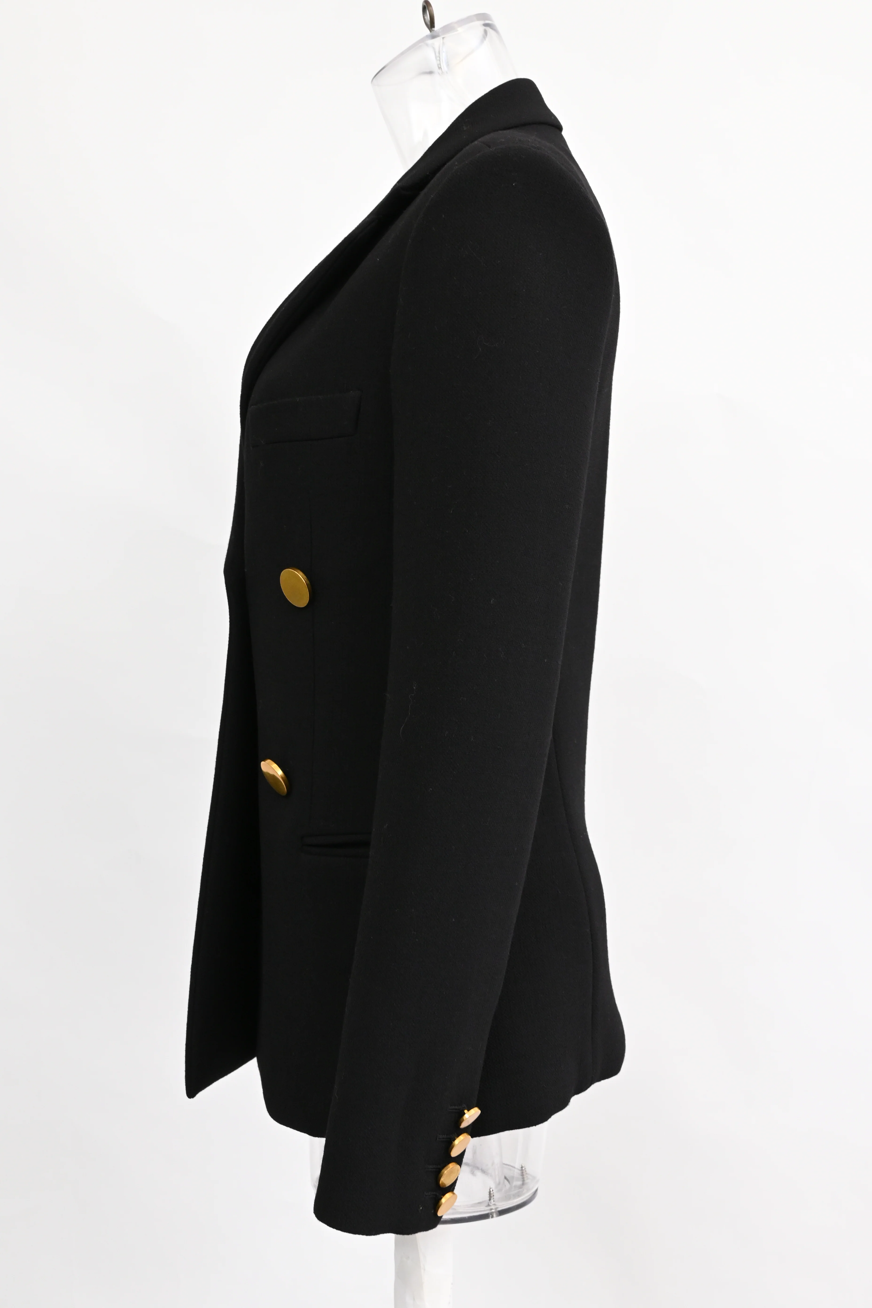 Women's Celine Double Breasted Blazer in Black Wool - Image 4