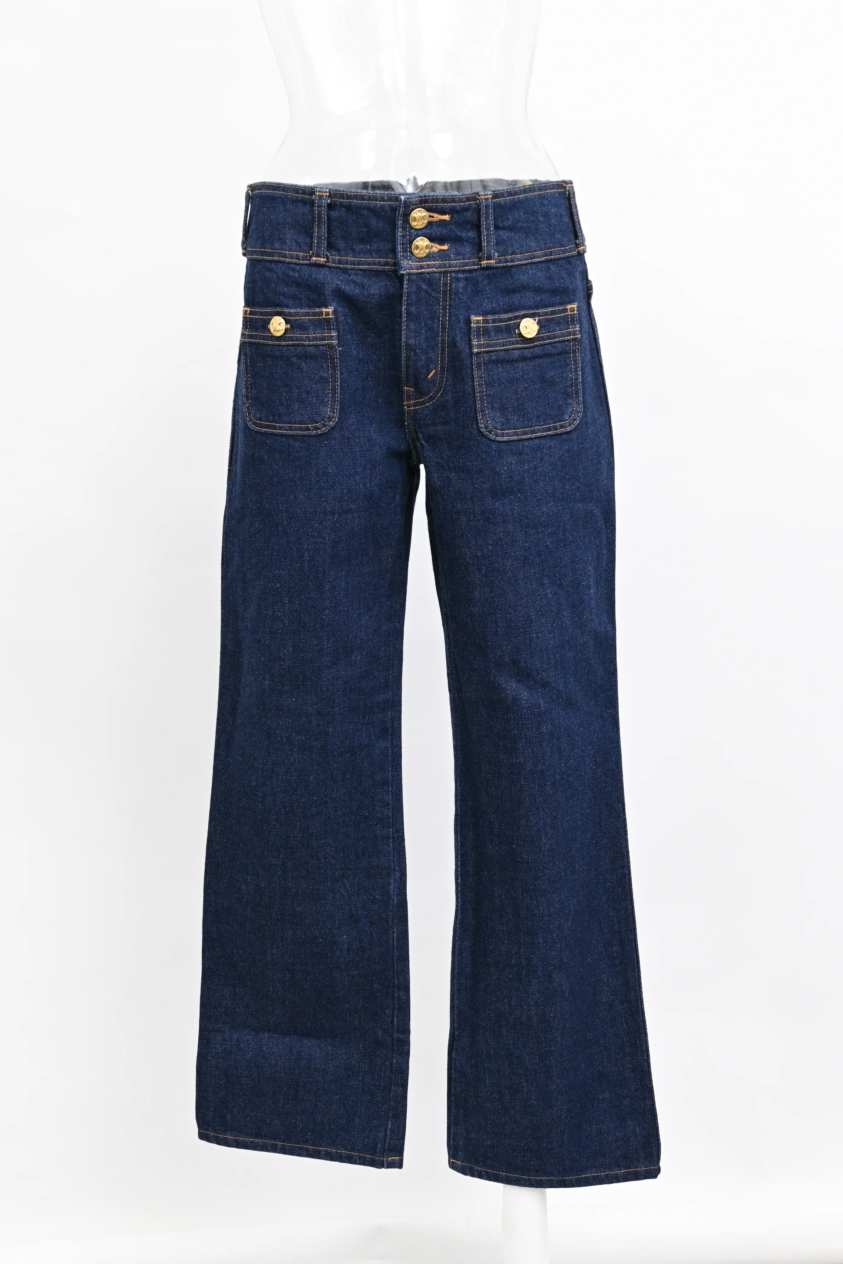 Women's Celine Mid Rise Bootcut Jeans in Blue Denim - Image 5