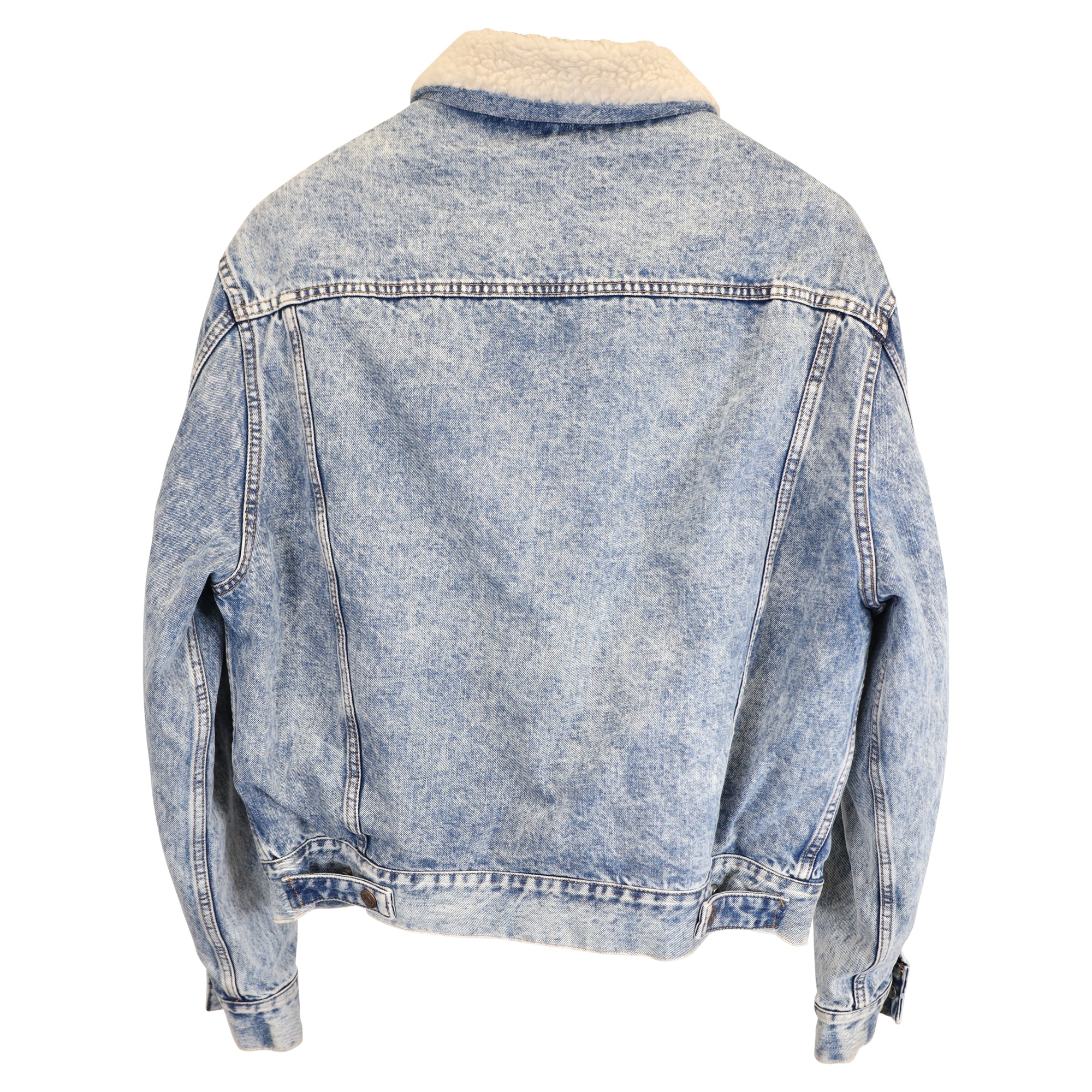Women's Celine Oversized Shearling-Lined Bleached Denim Jacket in Light Blue Cotton - Image 3