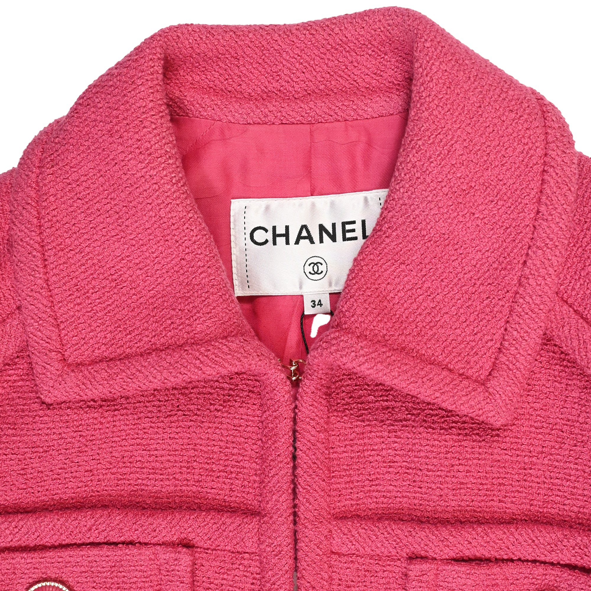 Women's Chanel Four-Pocket Hook and Eye Jacket in Pink Cotton Tweed - Image 4