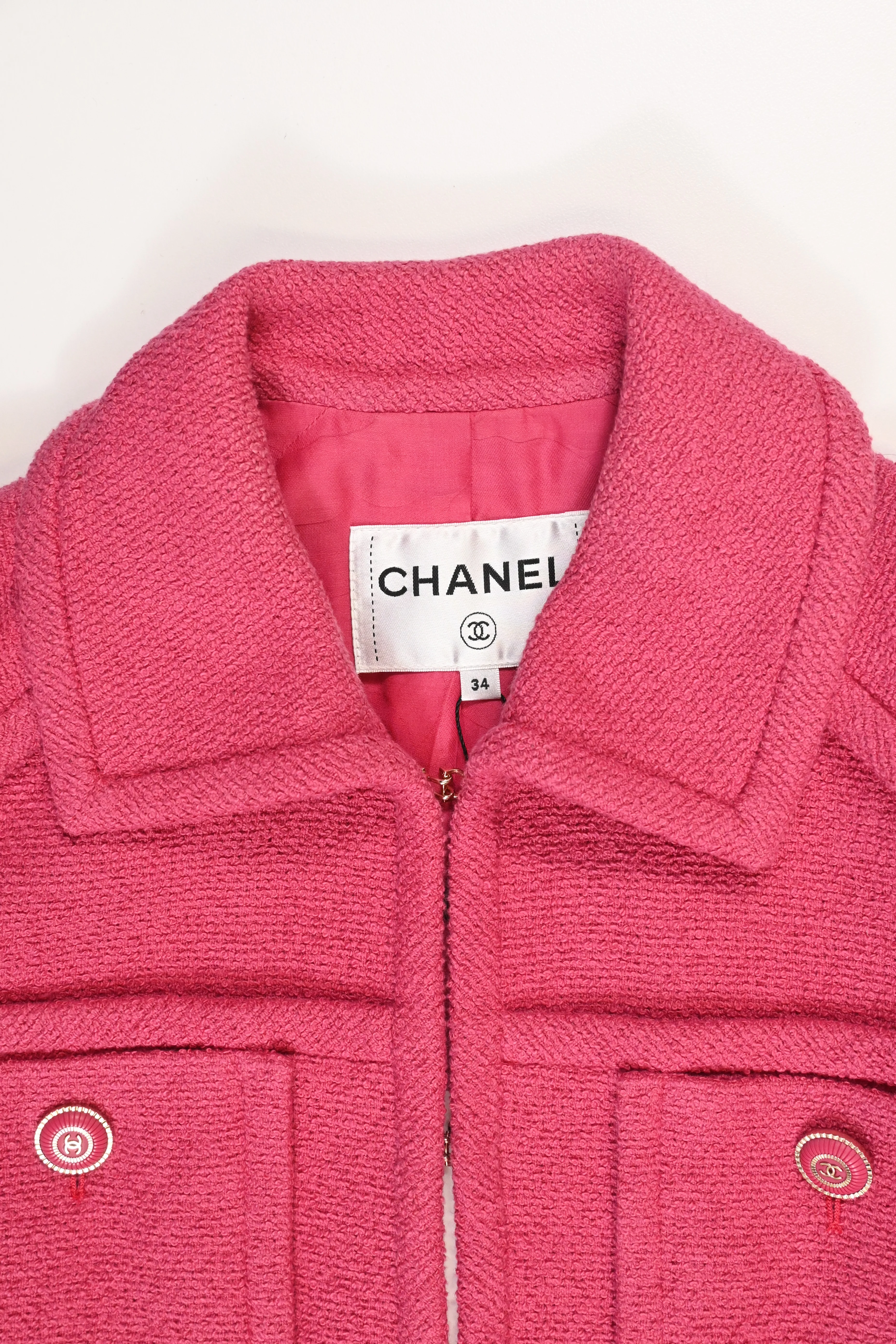 Women's Chanel Four-Pocket Hook and Eye Jacket in Pink Cotton Tweed - Image 9