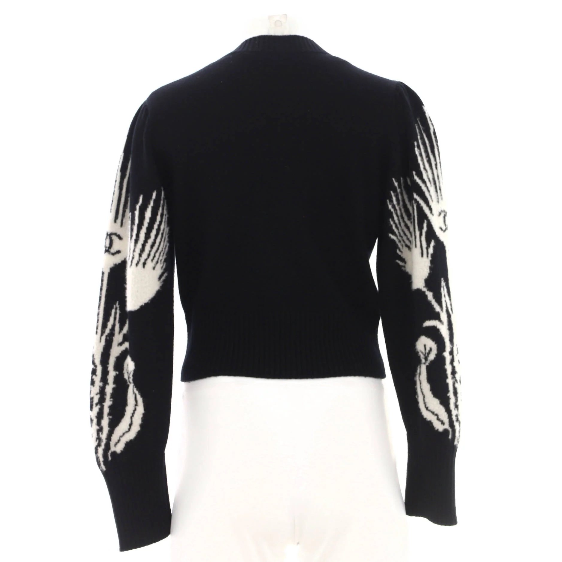 Women's CC Floral Sleeve Crewneck Sweater Cashmere Blend - Image 2
