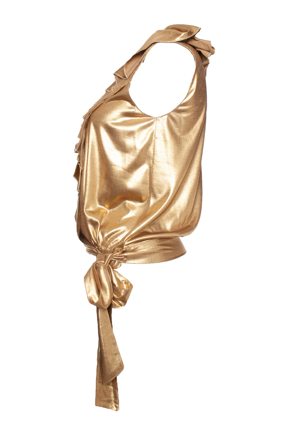 Women's Chanel Gold top with ruffles and bow - Image 3