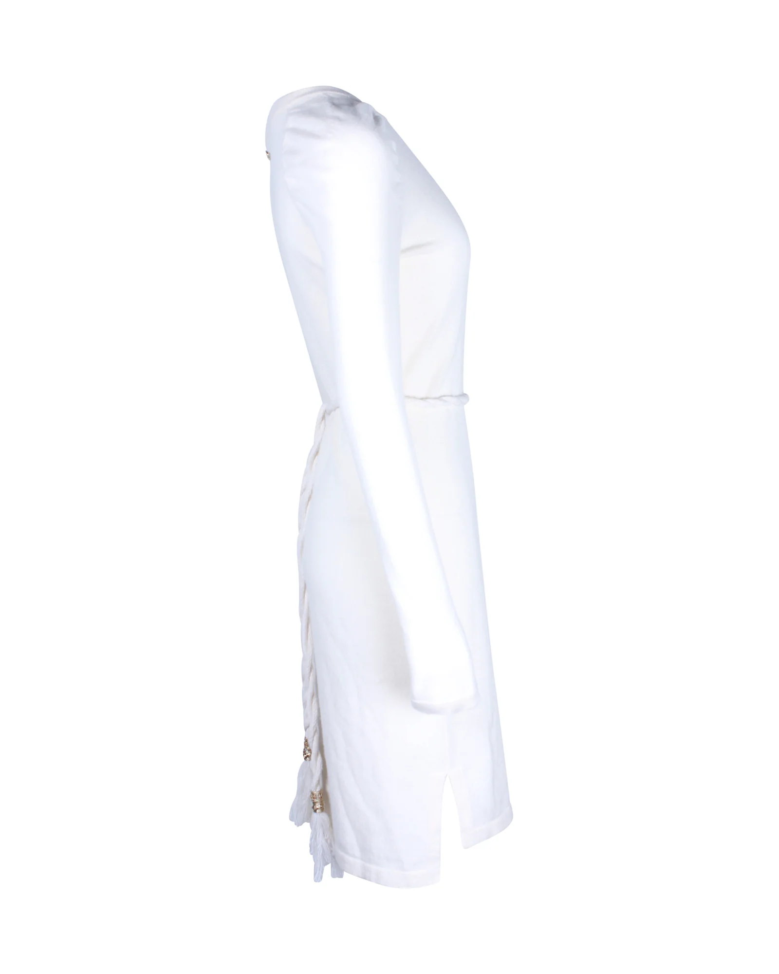 Women's Chanel Long-Sleeve Knit Knee-Length Dress in Cream Cashmere - Image 3