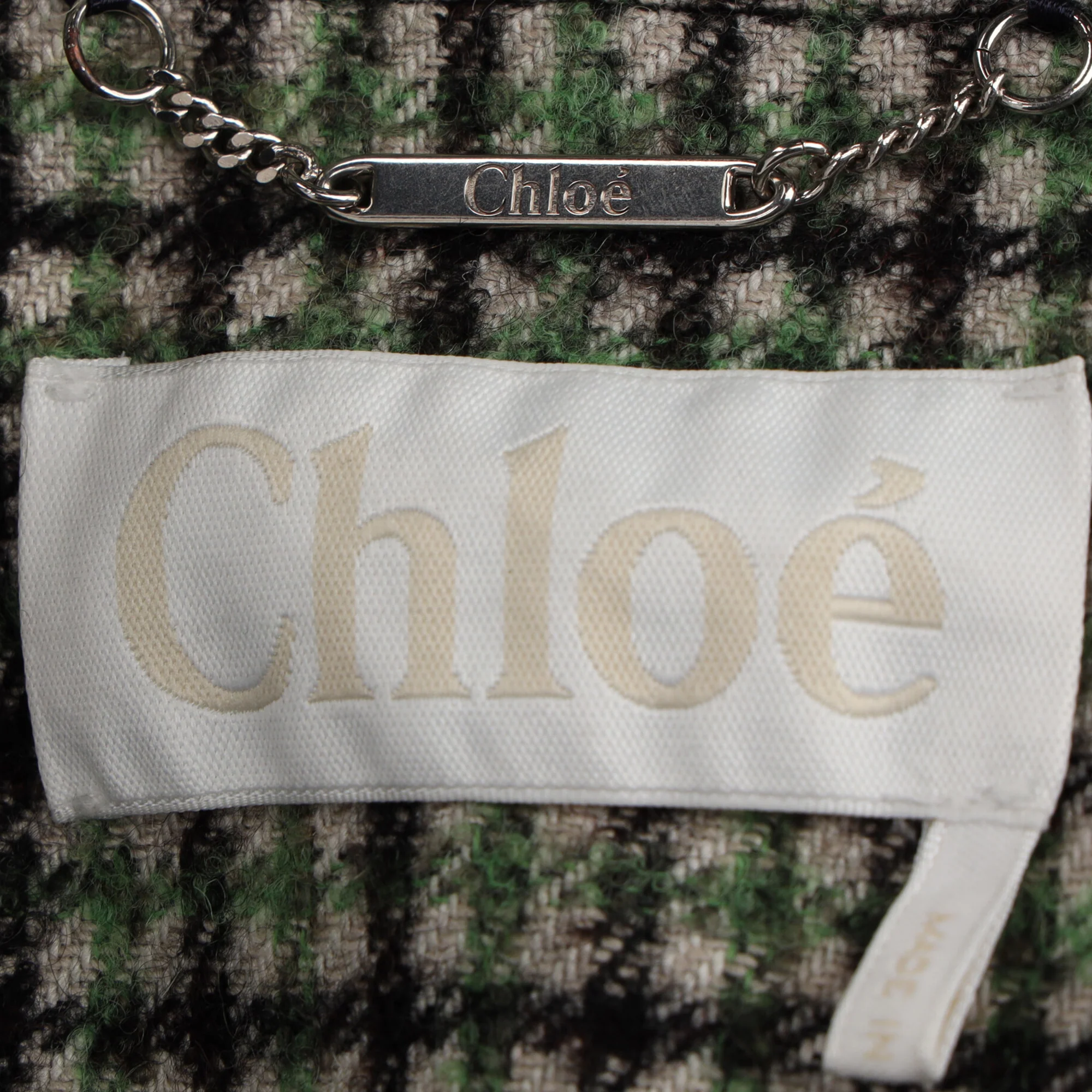 Women's Chloé Check-Pattern Double-Breasted Coat in Multicolor Wool - Image 4