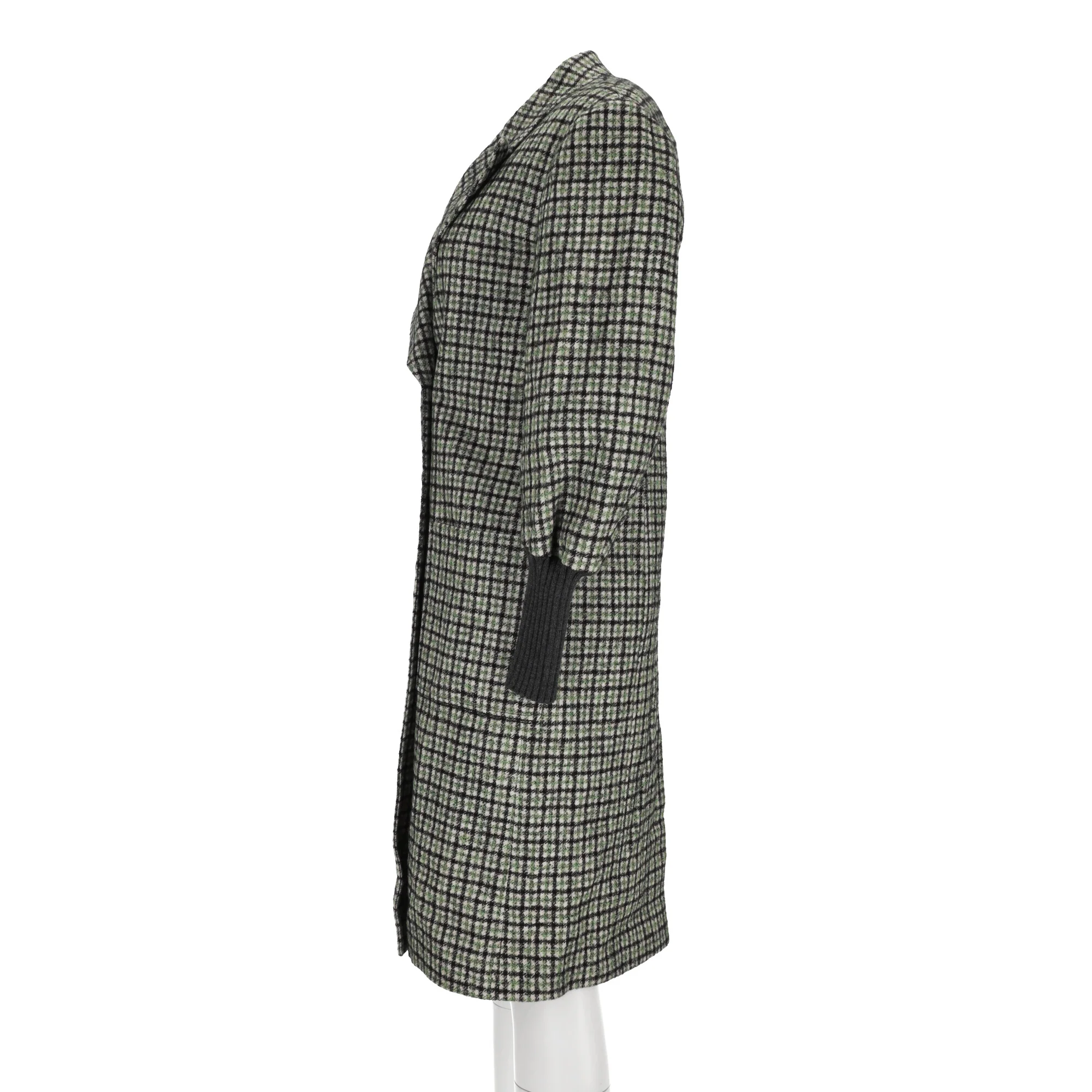 Women's Chloé Check-Pattern Double-Breasted Coat in Multicolor Wool - Image 9