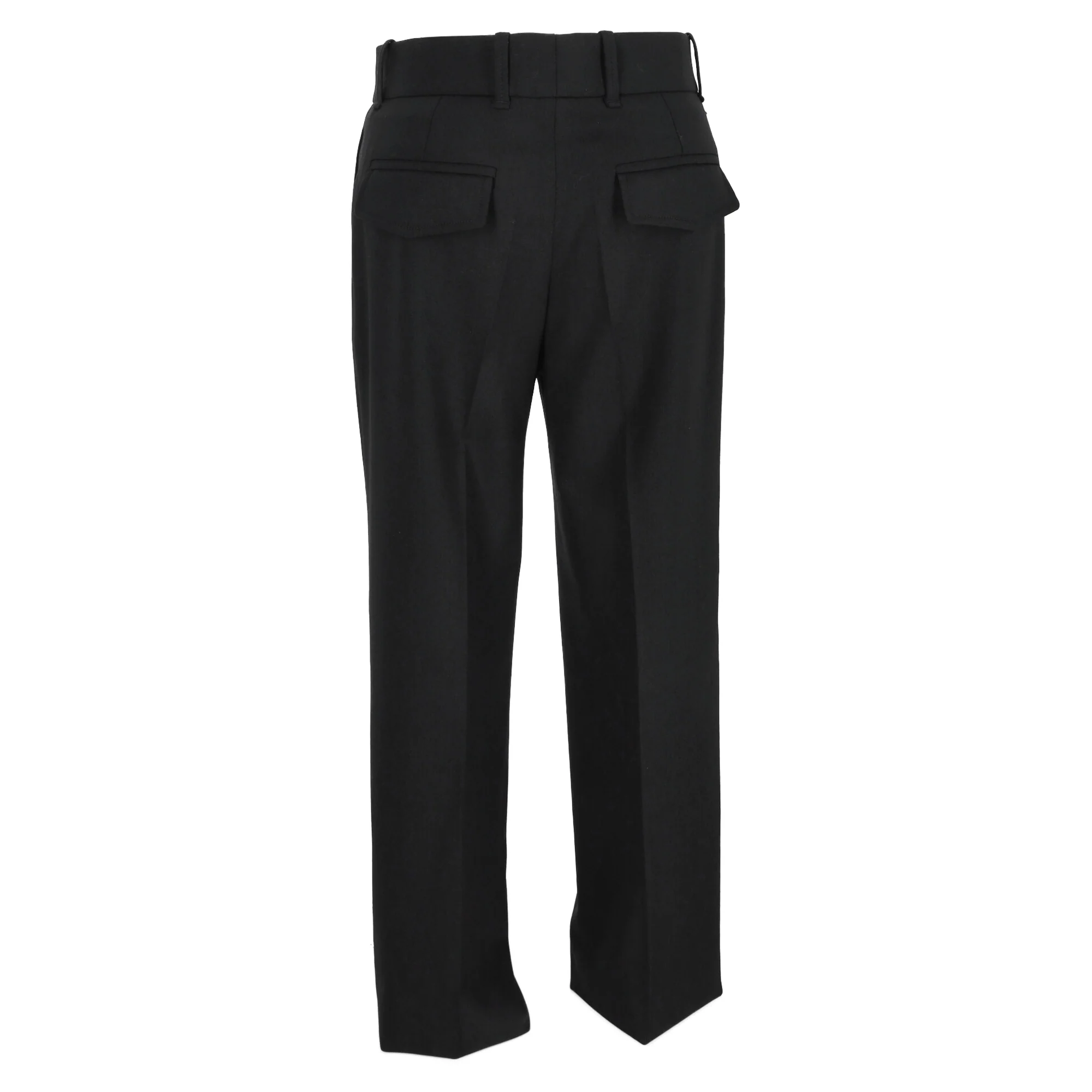 Women's Chloé High-Rise Straight-Leg Trousers in Black Wool - Image 3