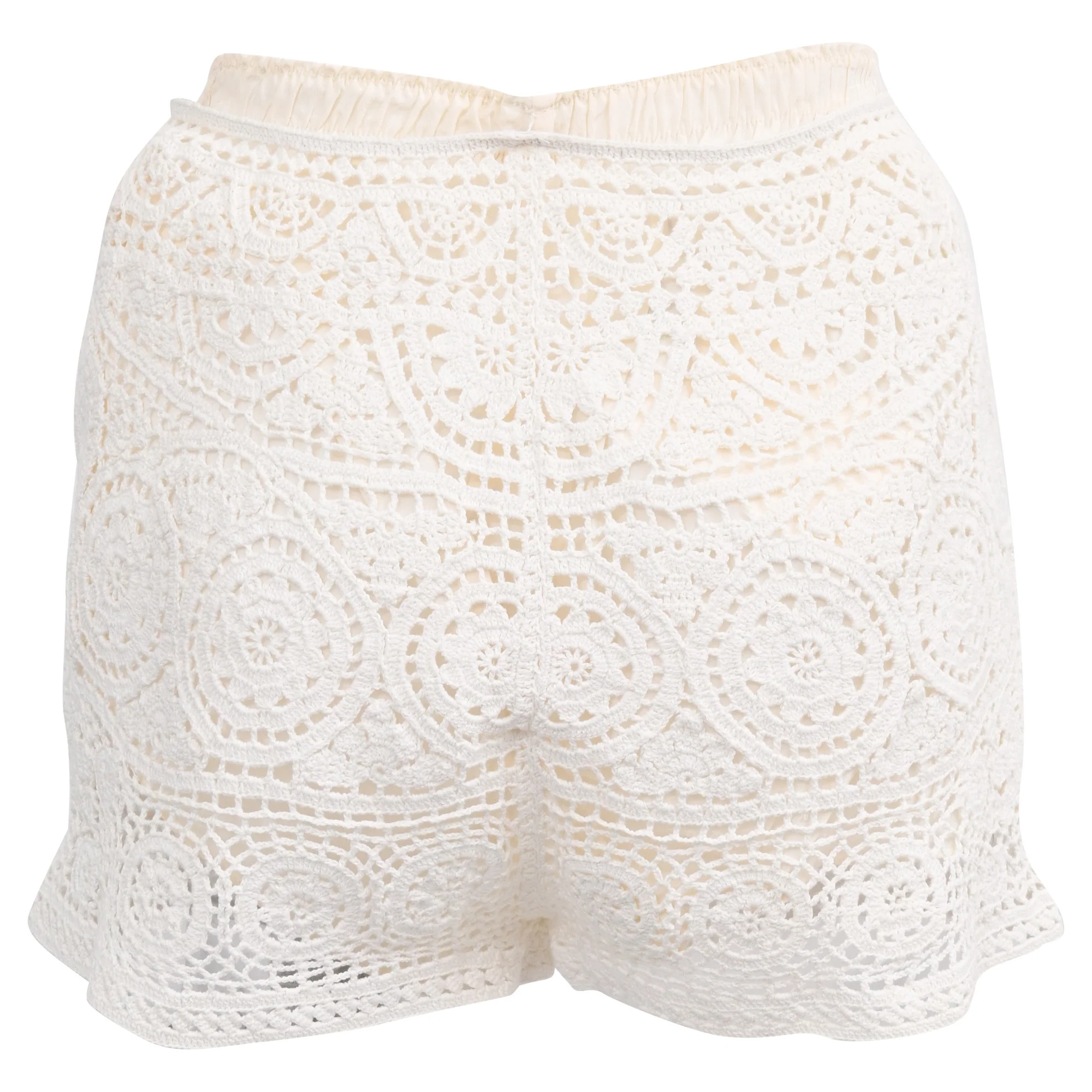 Women's Chloé Lace Pattern Mini Shorts in White Cotton - Image 3