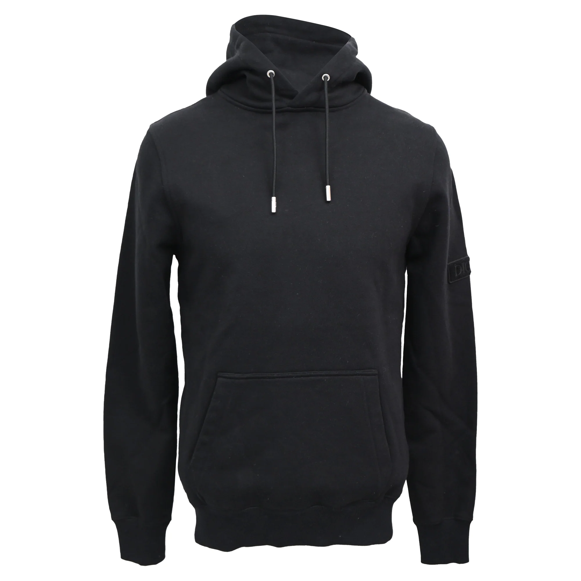 Men's Dior Logo-Patch Hoodie in Black Cotton