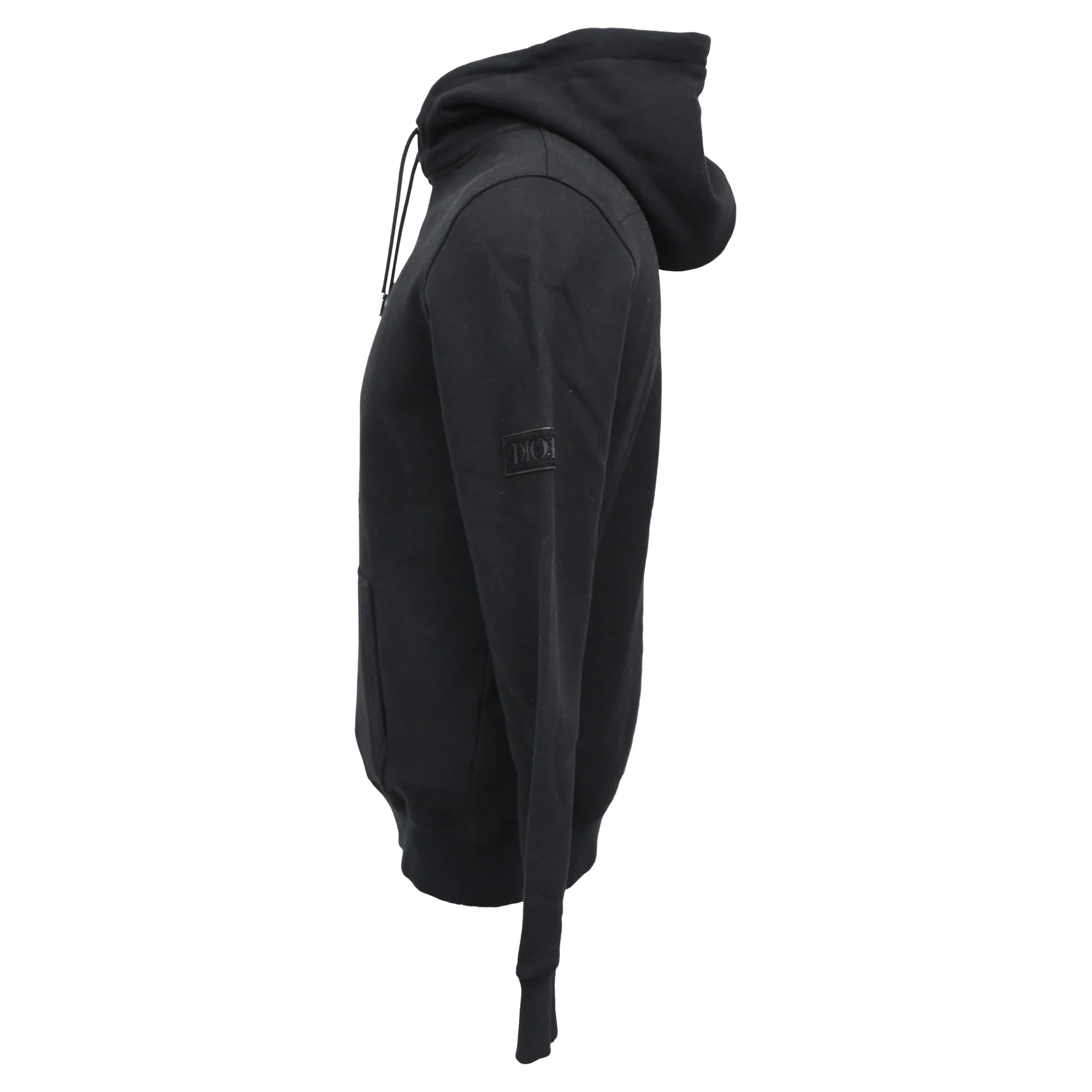 Men's Dior Logo-Patch Hoodie in Black Cotton - Image 2