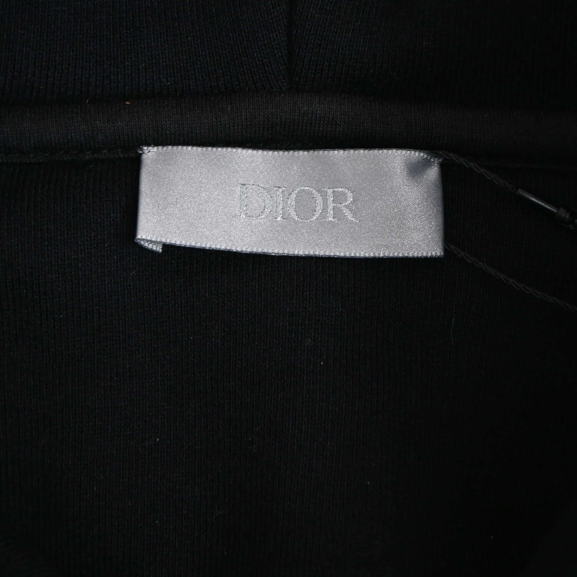 Men's Dior Logo-Patch Hoodie in Black Cotton - Image 4