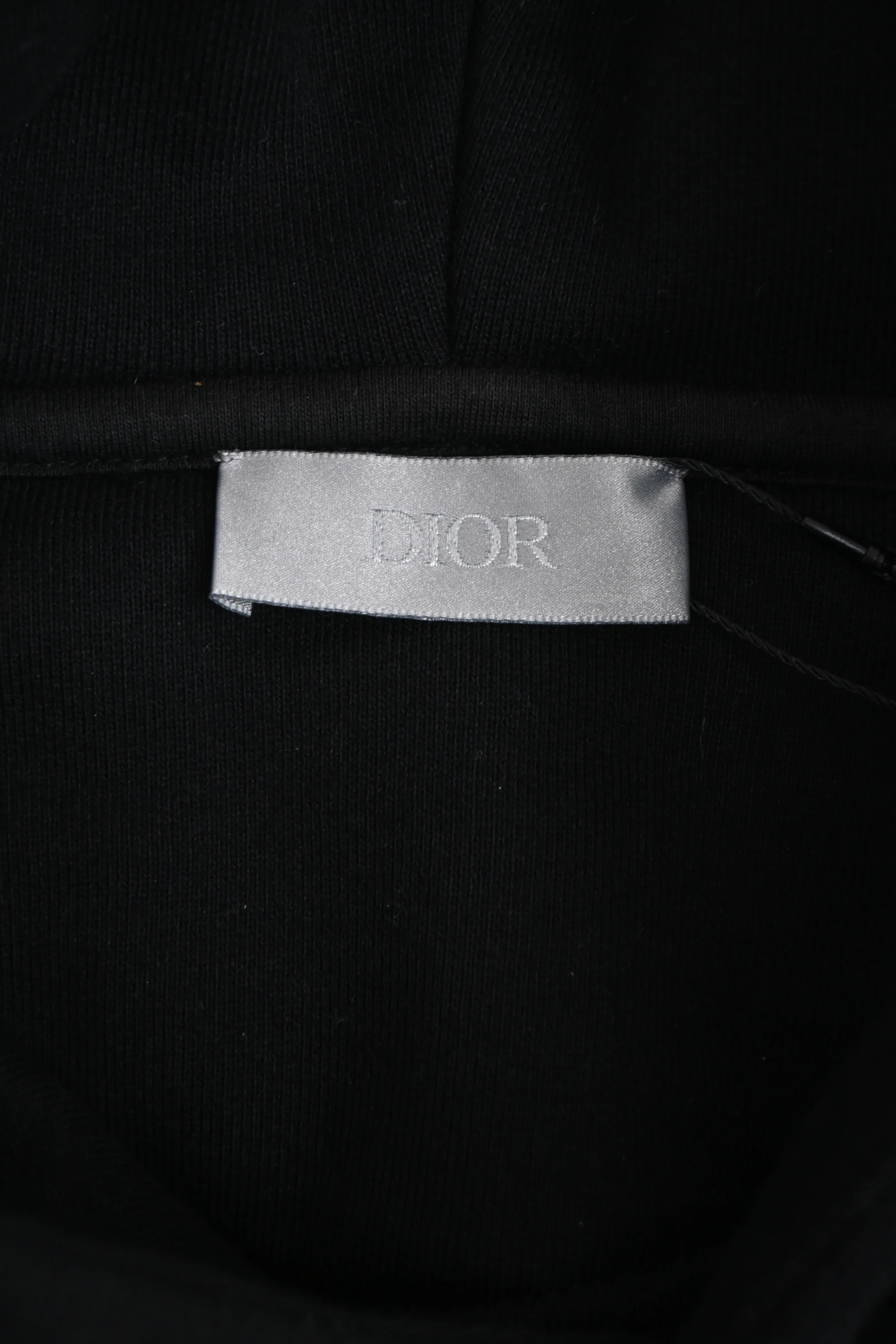 Men's Dior Logo-Patch Hoodie in Black Cotton - Image 9