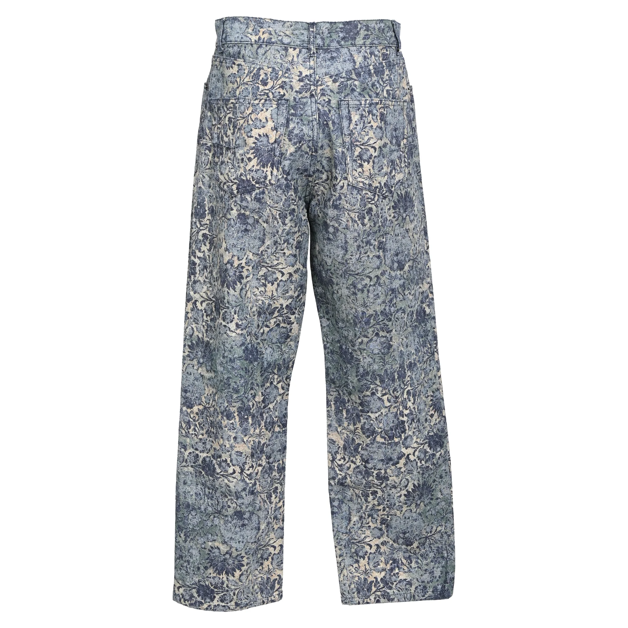 Women's Christian Dior Jacquard Print Straight Leg Jeans in Blue Denim - Image 3