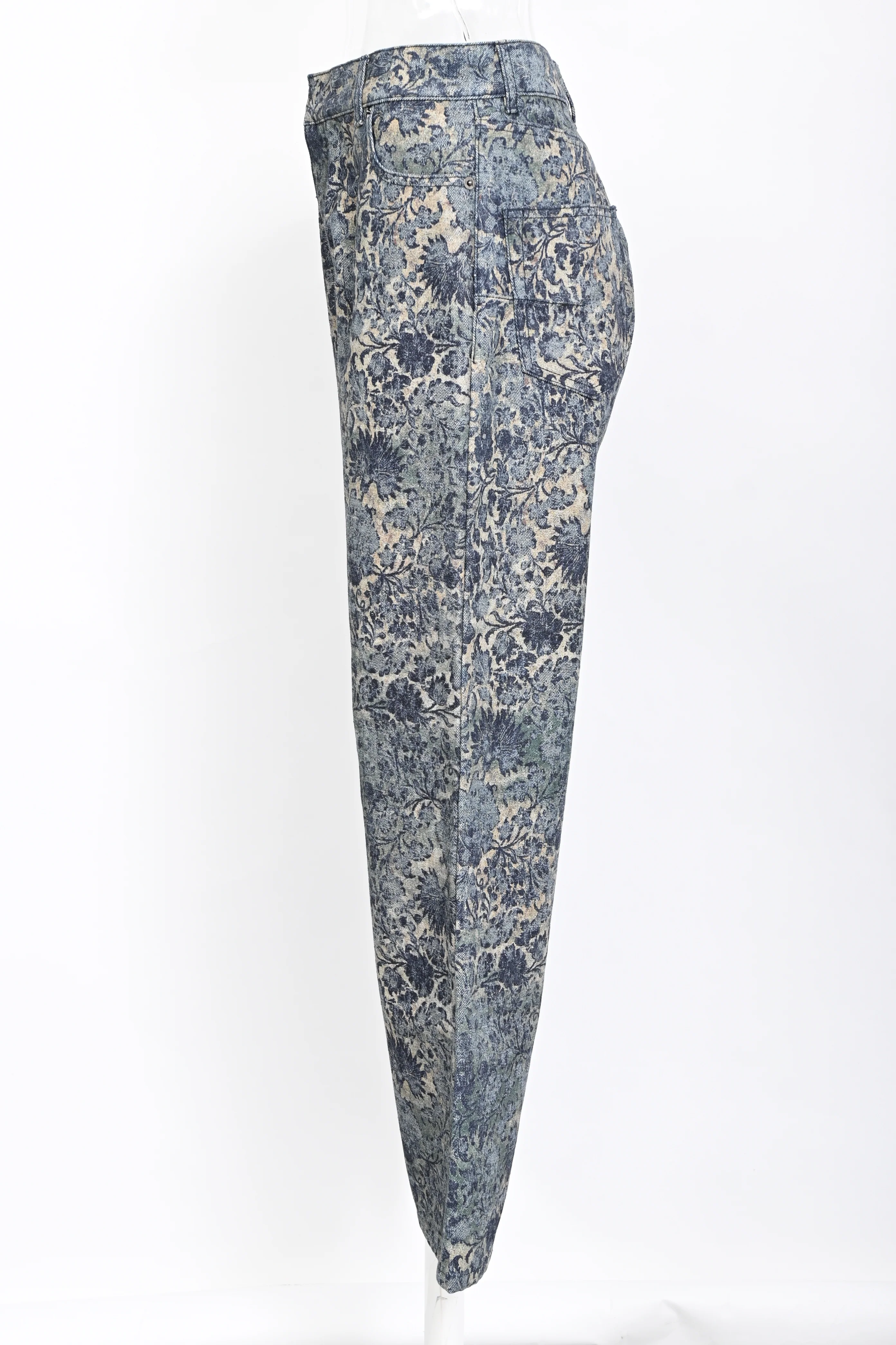 Women's Christian Dior Jacquard Print Straight Leg Jeans in Blue Denim - Image 6