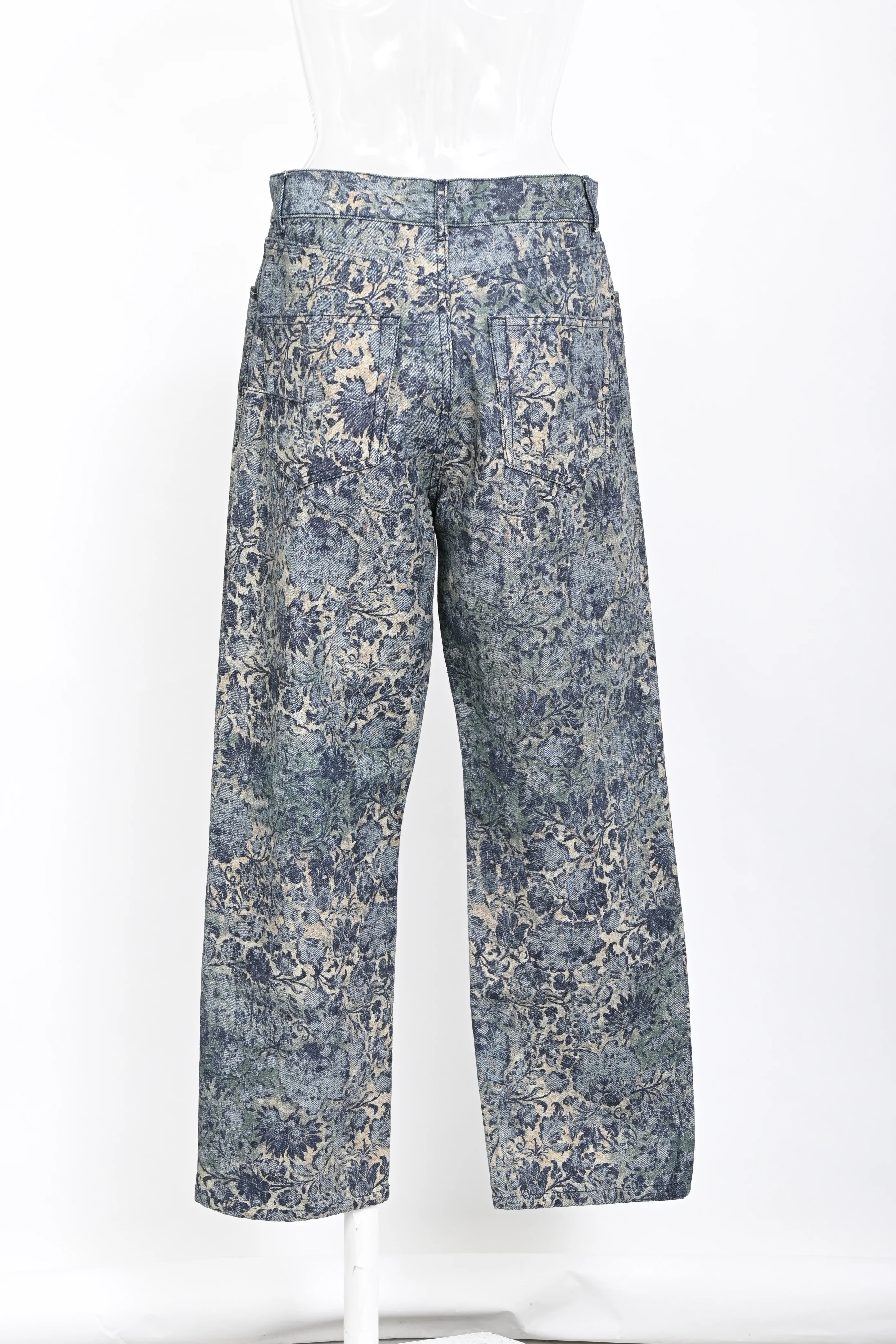 Women's Christian Dior Jacquard Print Straight Leg Jeans in Blue Denim - Image 7