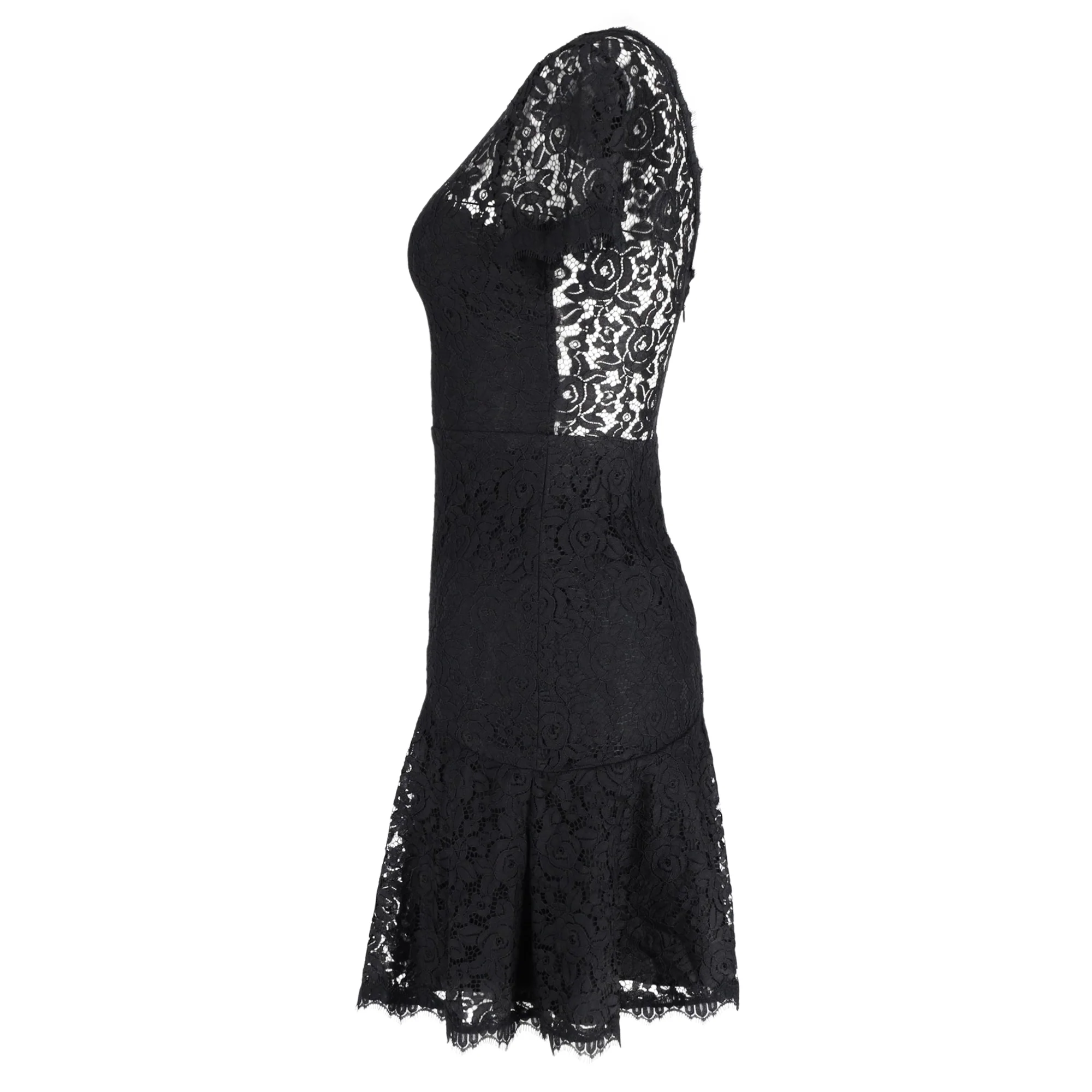 Women's Diane von Furstenberg Fifi Mini Lace Dress in Black Rayon - Image 3