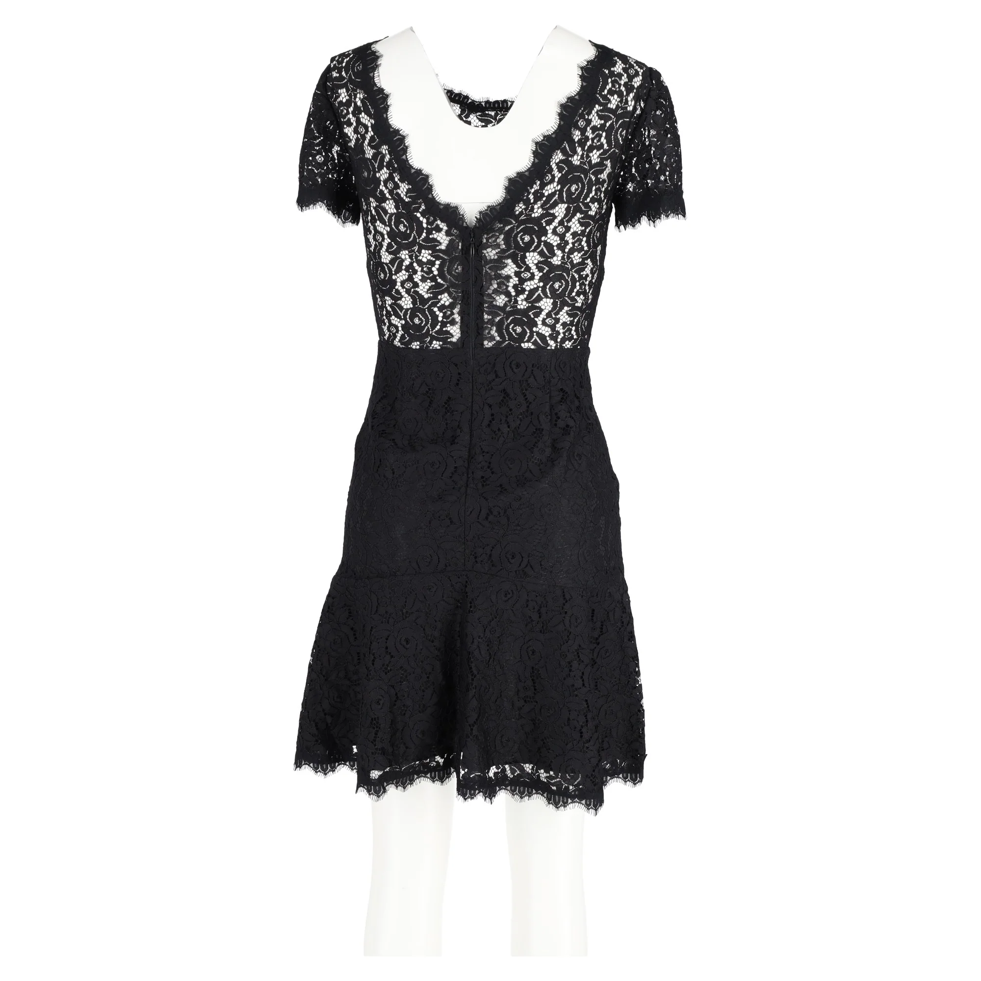 Women's Diane von Furstenberg Fifi Mini Lace Dress in Black Rayon - Image 4