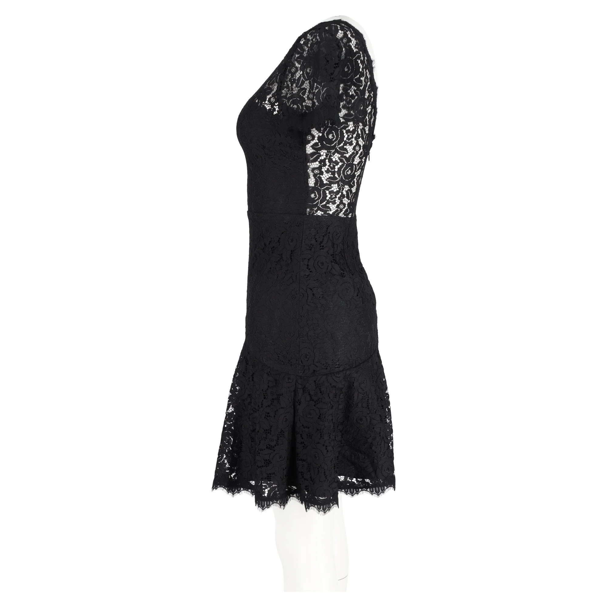 Women's Diane von Furstenberg Fifi Mini Lace Dress in Black Rayon - Image 5