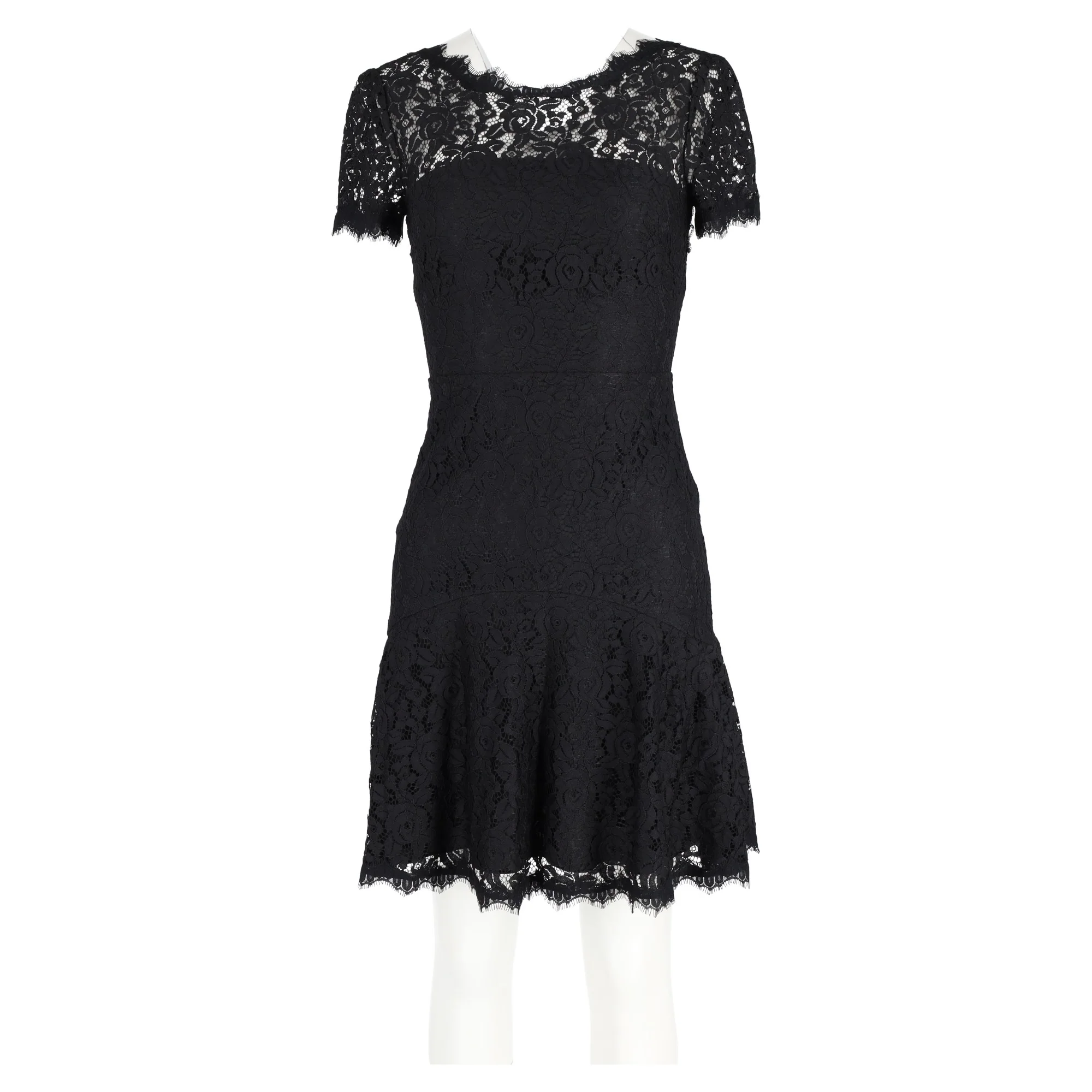 Women's Diane von Furstenberg Fifi Mini Lace Dress in Black Rayon - Image 6