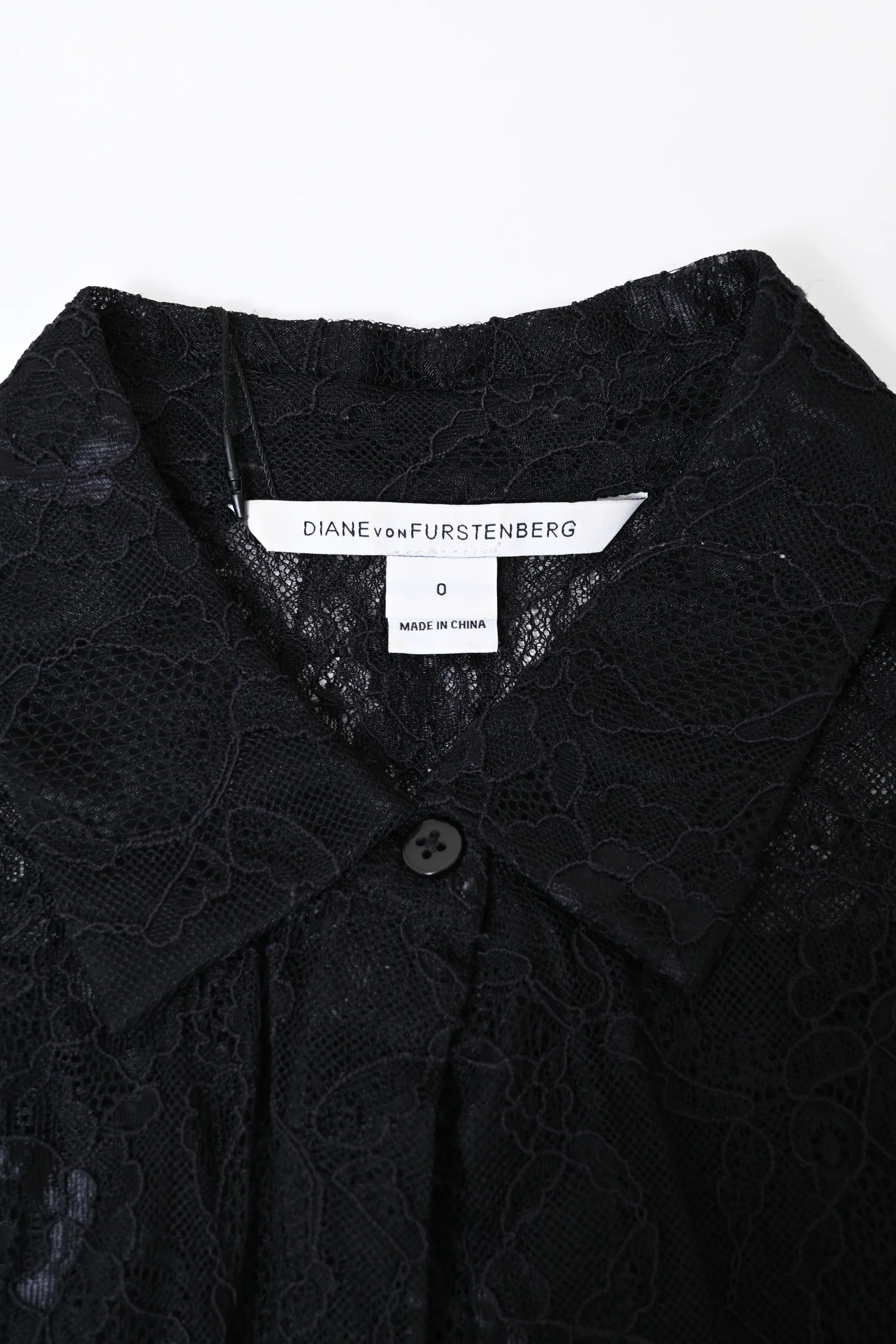 Women's Diane von Furstenberg Mariah Lace Sleeve Blouse in Black Nylon - Image 10