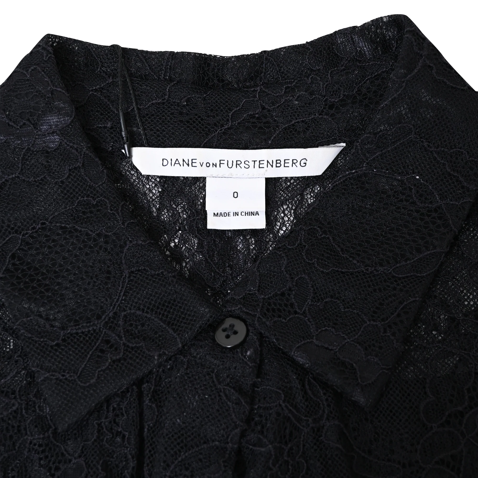 Women's Diane von Furstenberg Mariah Lace Sleeve Blouse in Black Nylon - Image 5