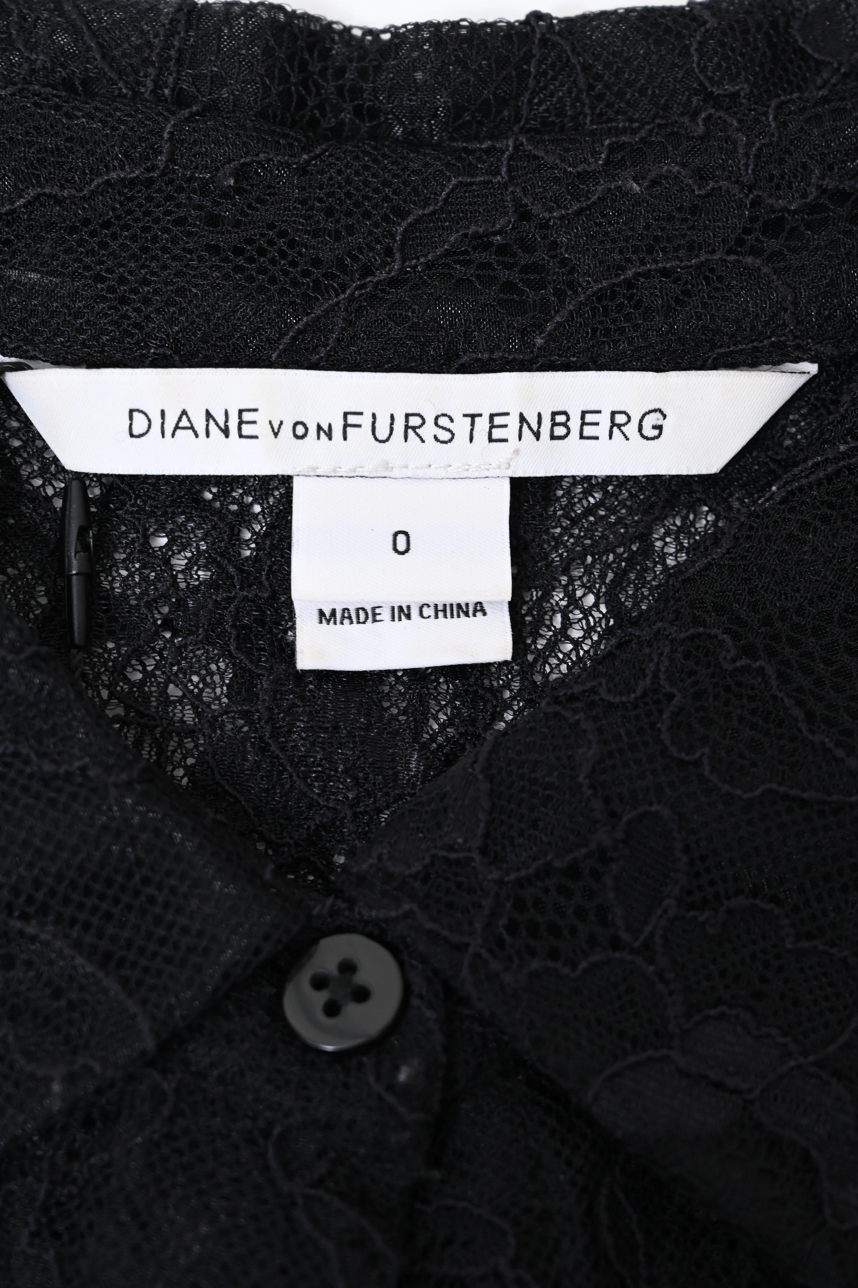 Women's Diane von Furstenberg Mariah Lace Sleeve Blouse in Black Nylon - Image 9