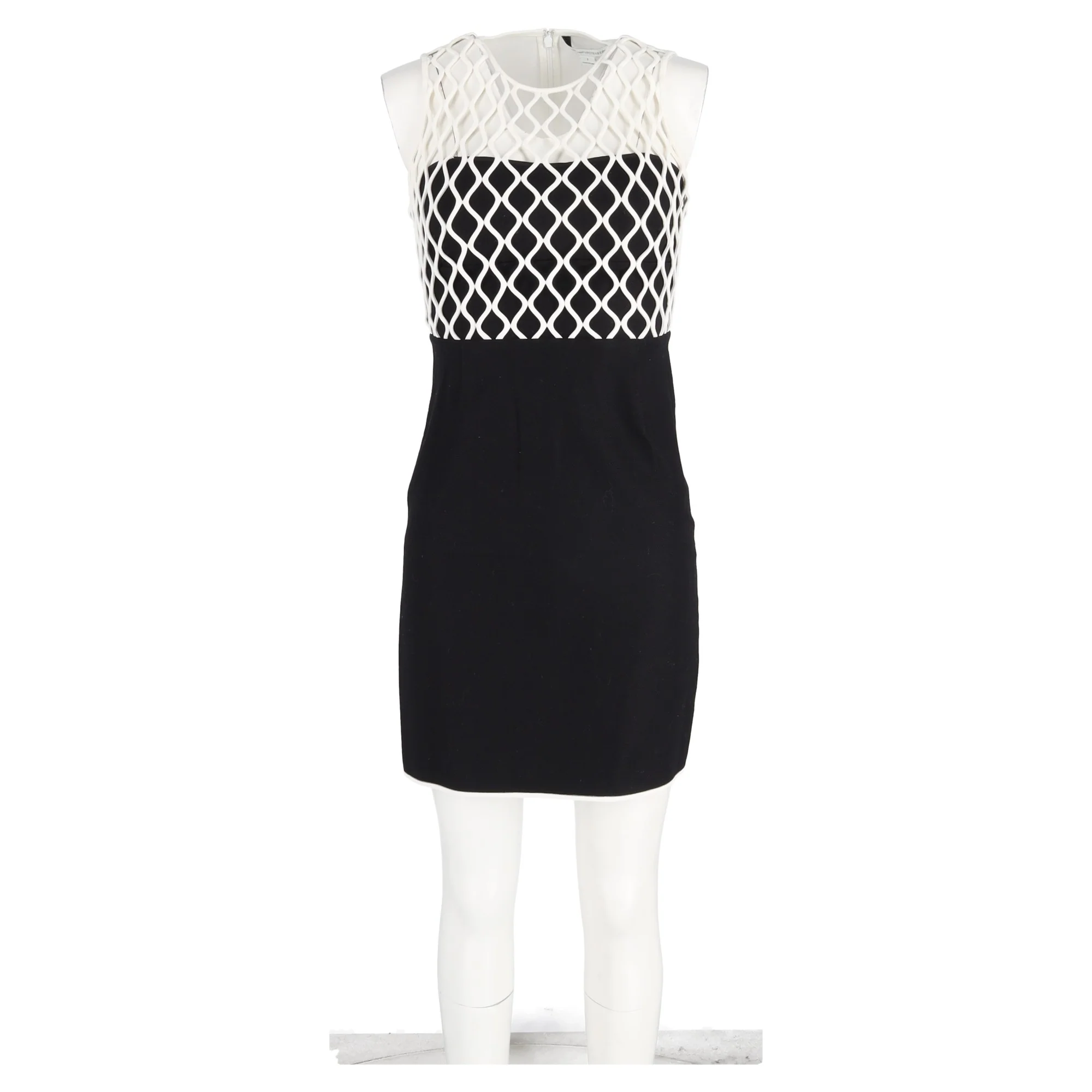 Women's Diane Von Furstenberg Mesh Top Mini Dress in Black Viscose - Image 4