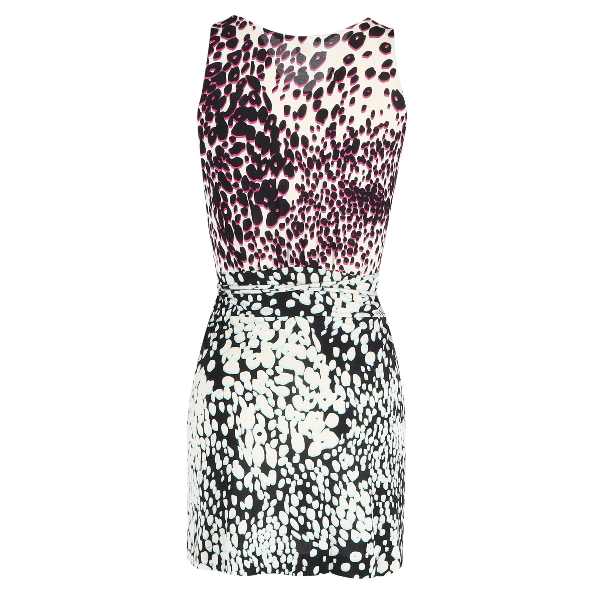 Women's Diane Von Furstenberg Mini Printed V-Neck Dress in Multicolor Silk - Image 3