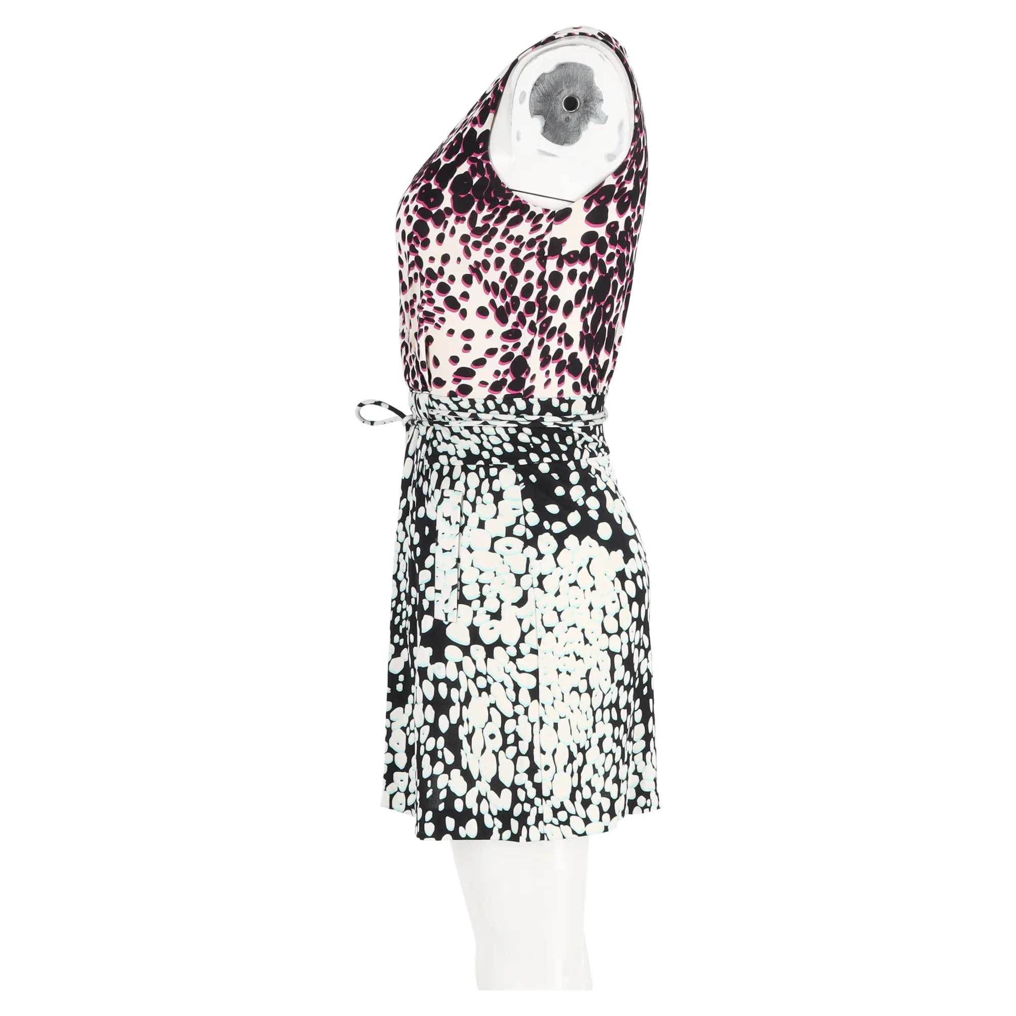 Women's Diane Von Furstenberg Mini Printed V-Neck Dress in Multicolor Silk - Image 5