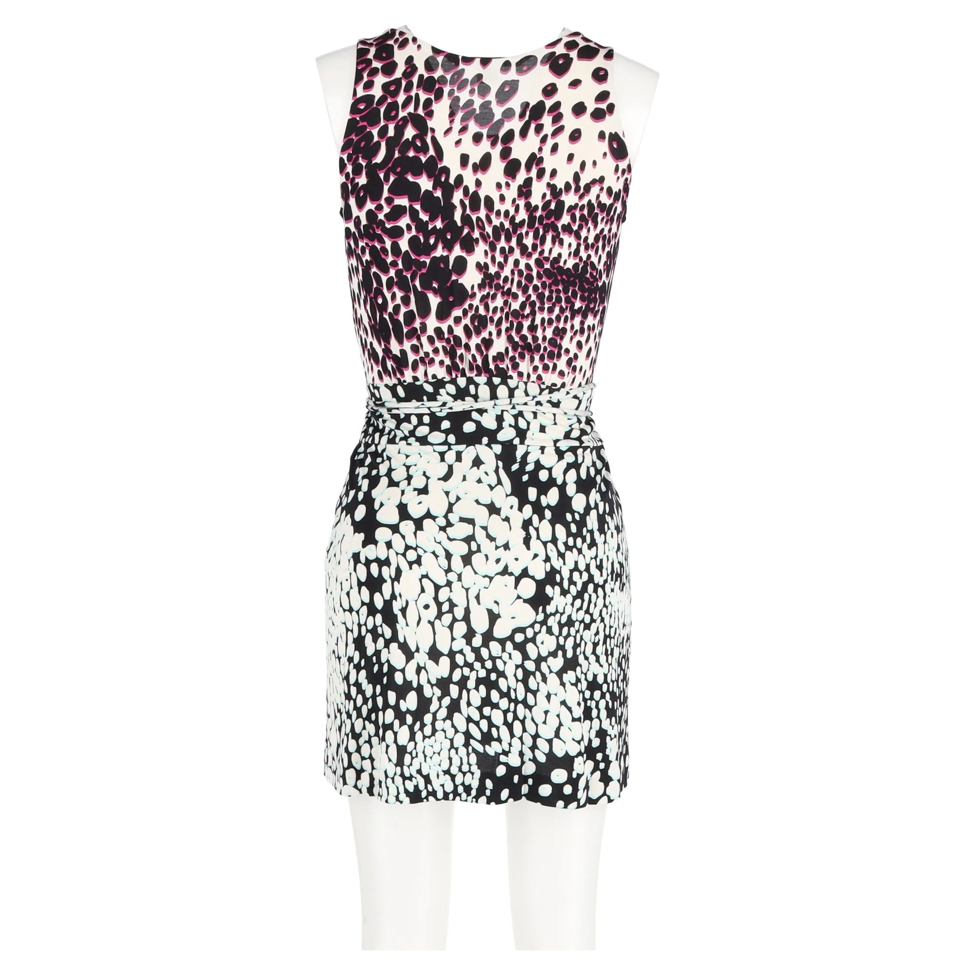 Women's Diane Von Furstenberg Mini Printed V-Neck Dress in Multicolor Silk - Image 6