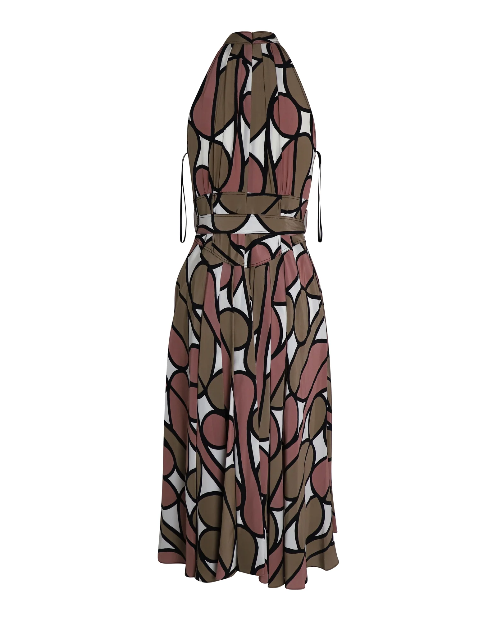 Women's Diane Von Furstenberg Printed Halter Midi Dress in Multicolor Silk